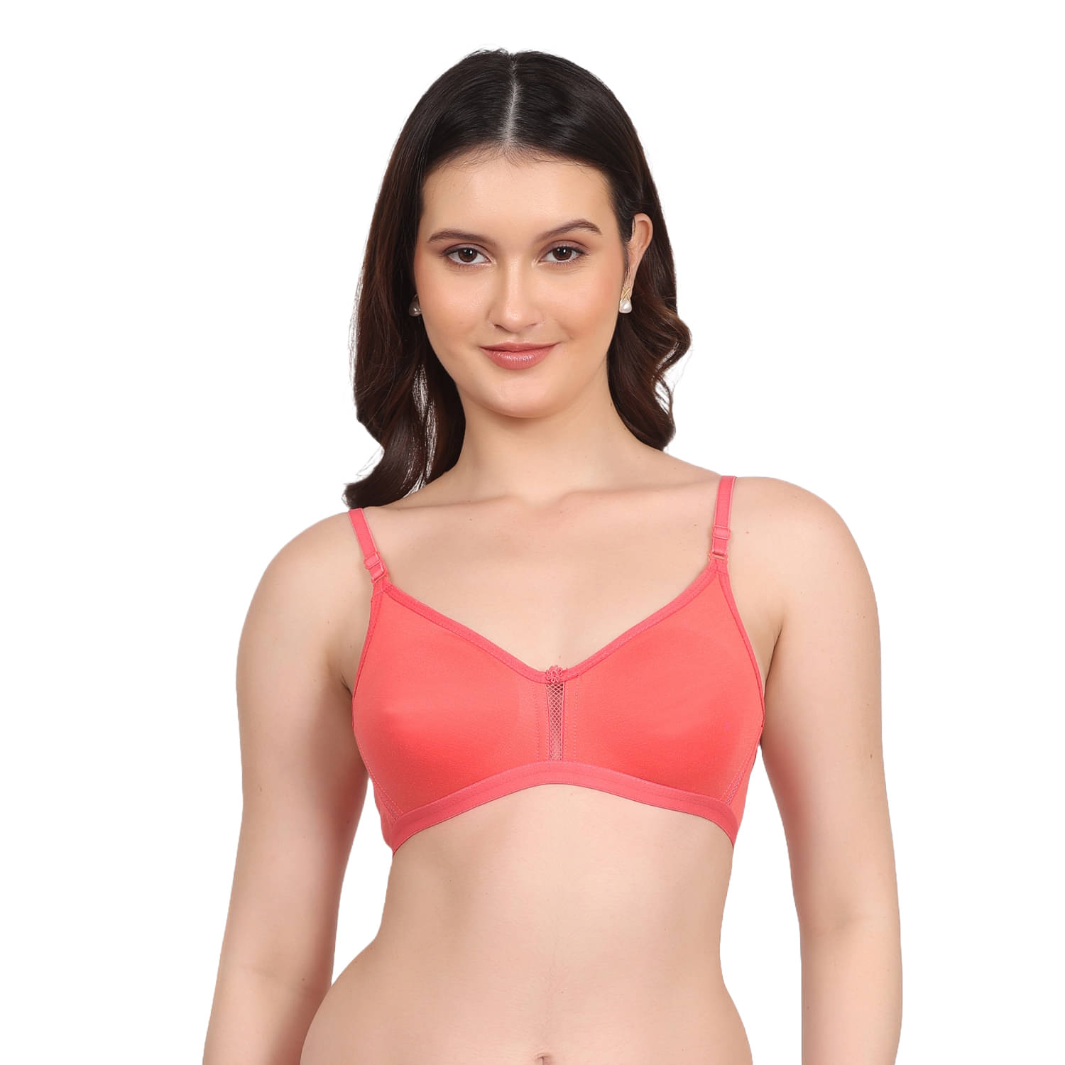     			Da Ritu's Pack of 1 Cotton Blend Non Padded Everyday Bra For Women ( Orange )