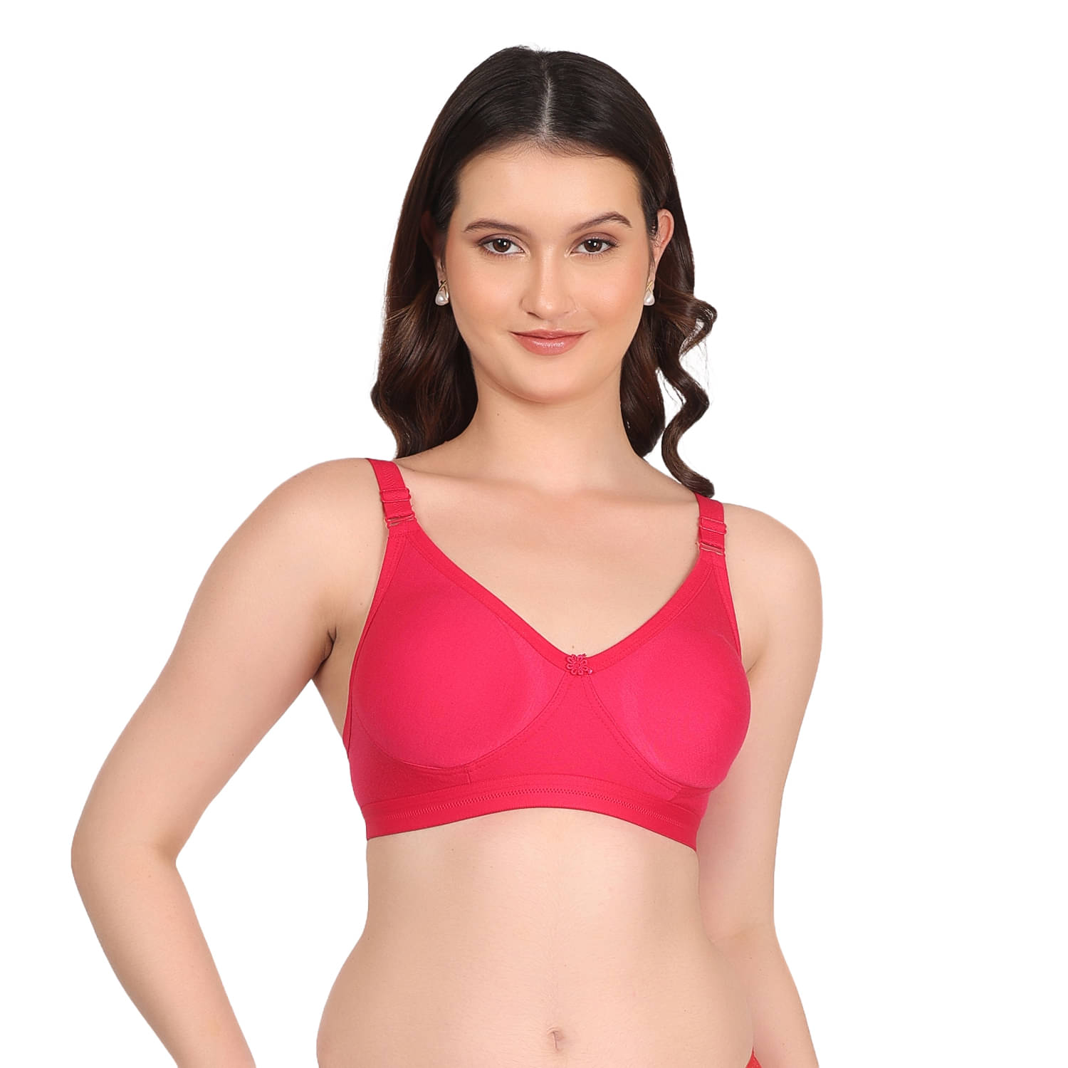 Da Ritu's Pack of 1 Cotton Blend Non Padded Everyday Bra For Women ( Red ) Da Ritu's Pack of 1 Cotton Blend Non Padded Everyday Bra For Women ( Red )