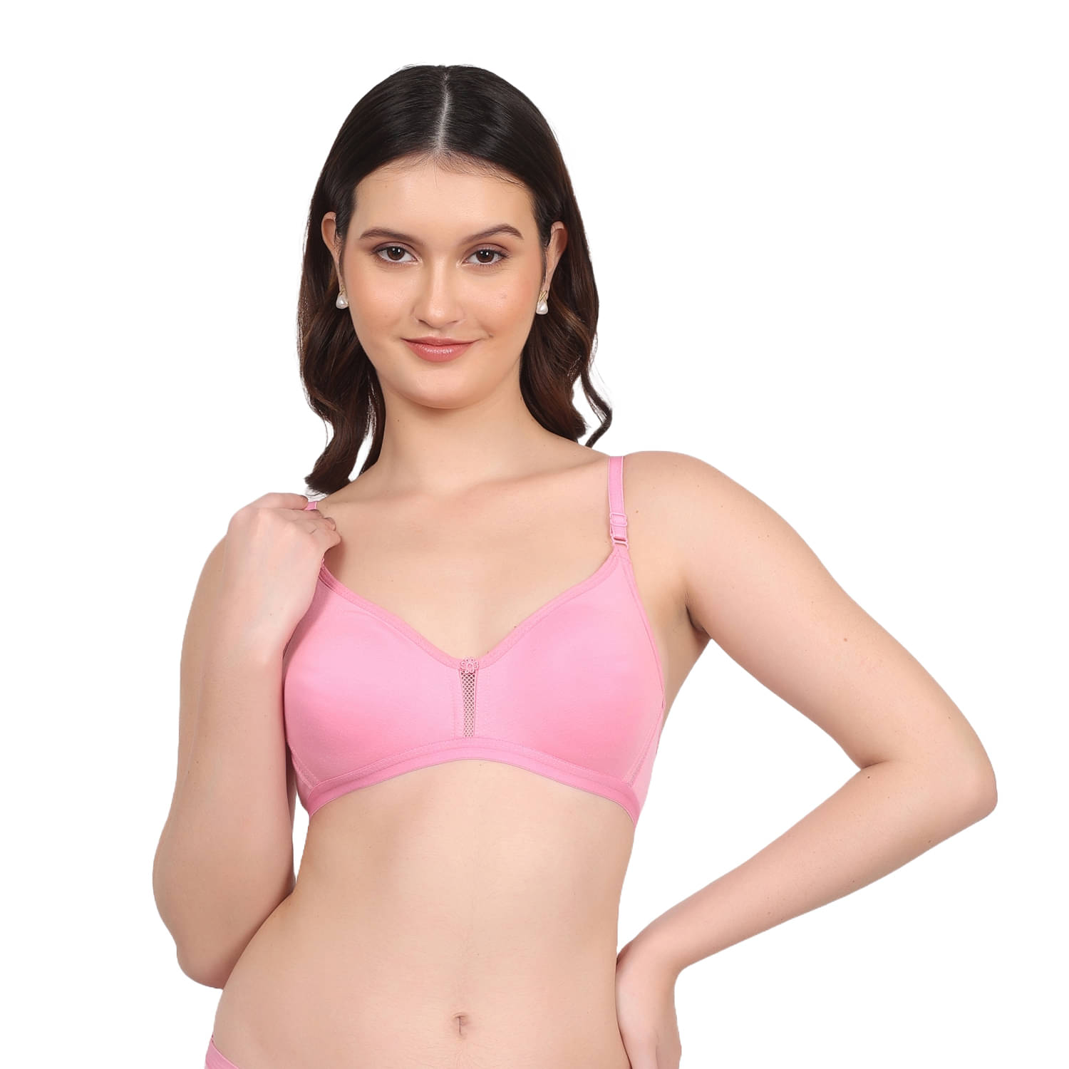 Da Ritu's Pack of 1 Cotton Blend Non Padded Everyday Bra For Women ( Fluorescent Pink ) Da Ritu's Pack of 1 Cotton Blend Non Padded Everyday Bra For Women ( Fluorescent Pink )