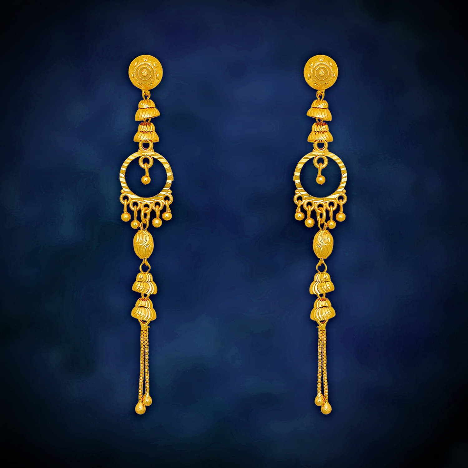     			Drashti Collection Golden Chandbalis Earrings ( Pack of 1 )