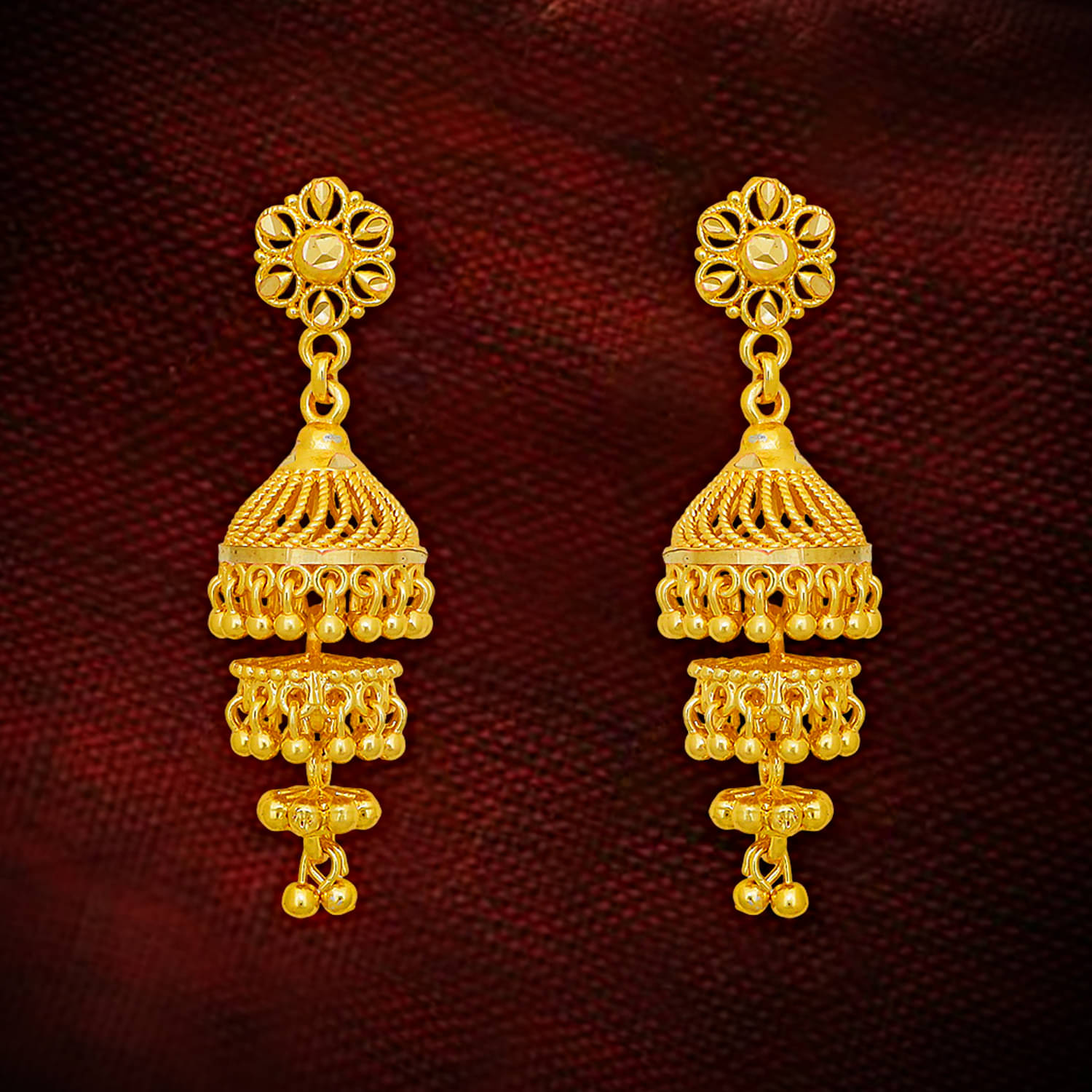     			Drashti Collection Golden Jhumki Earrings ( Pack of 1 )