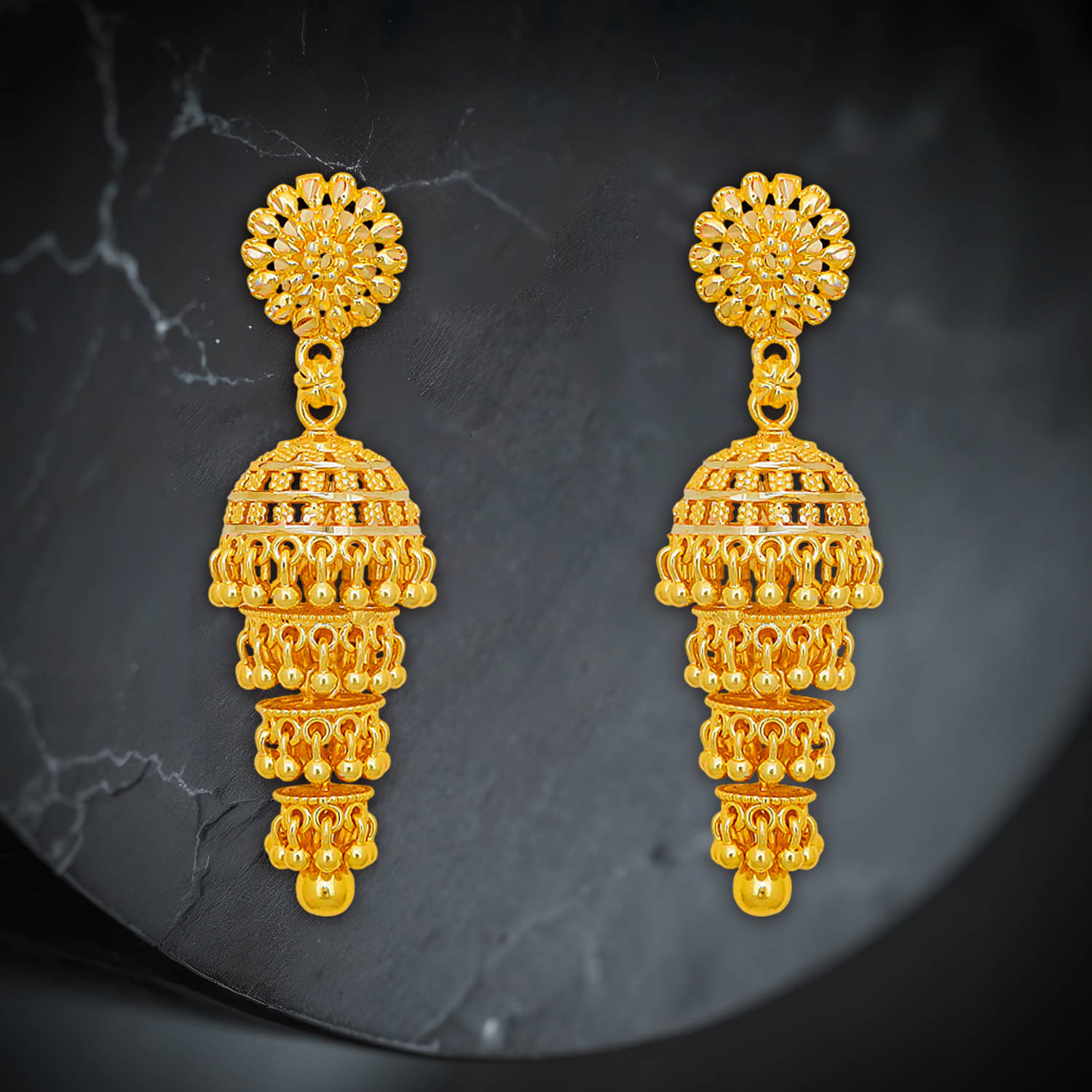     			Drashti Collection Golden Jhumki Earrings ( Pack of 1 )