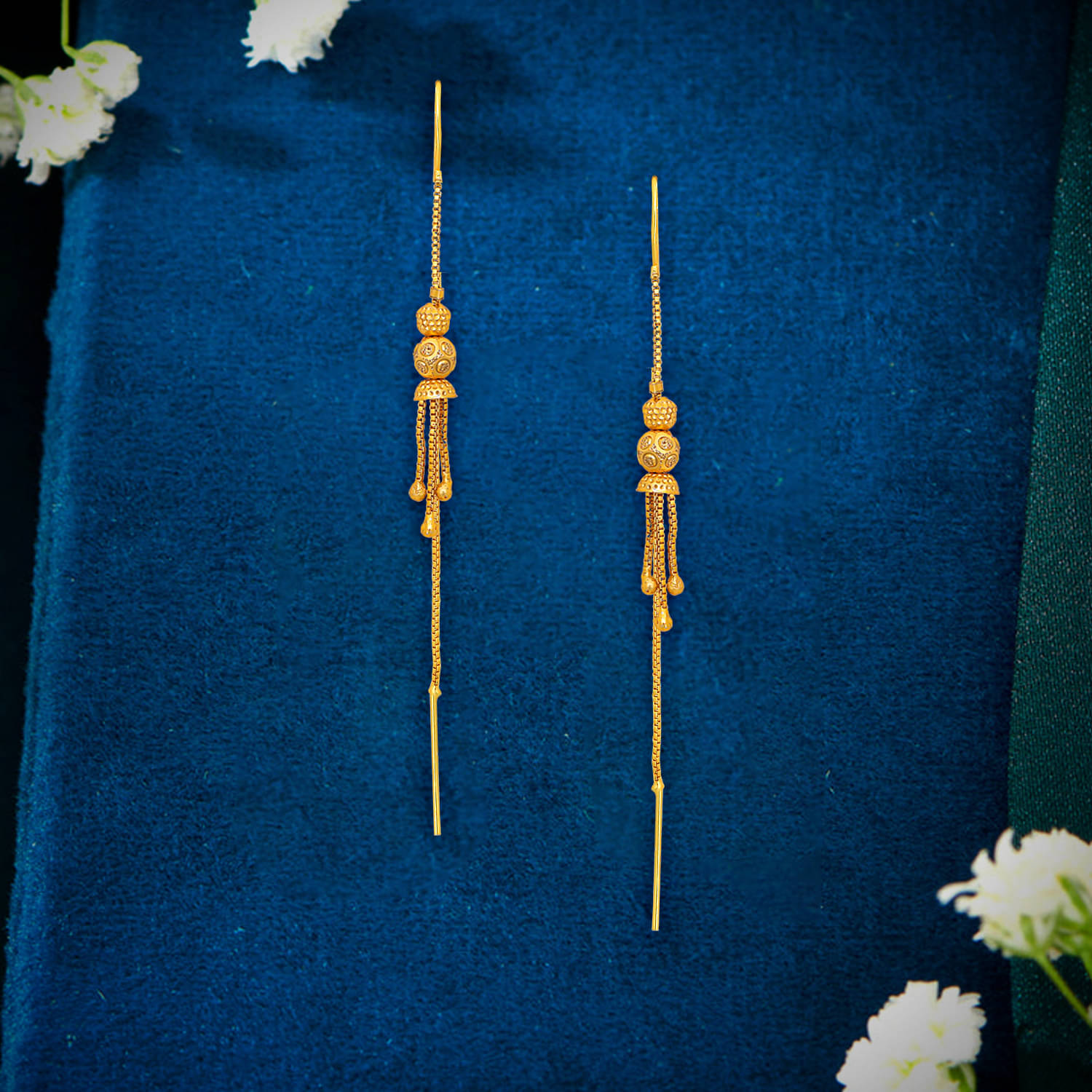    			Drashti Collection Golden Threader Earrings ( Pack of 1 )