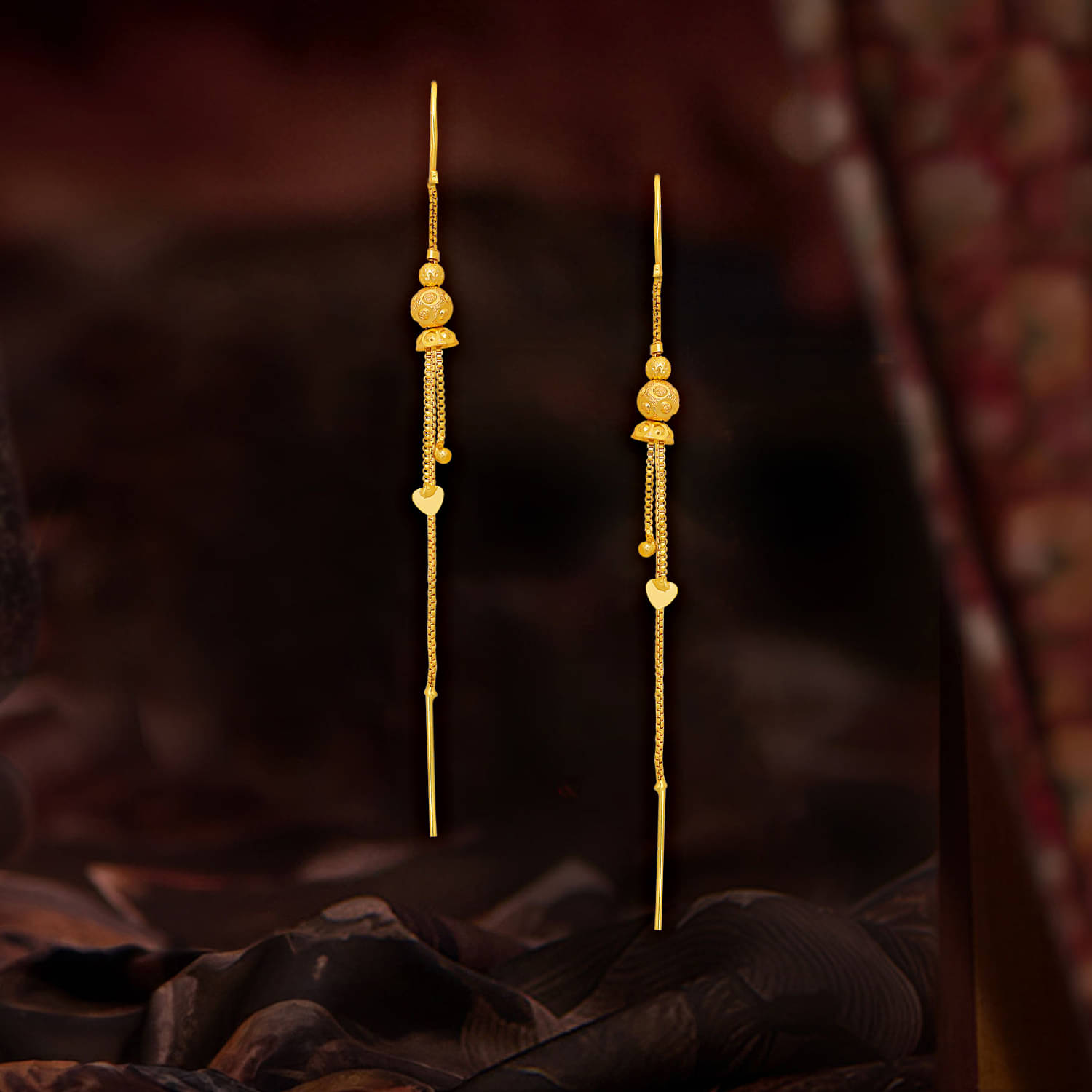     			Drashti Collection Golden Threader Earrings ( Pack of 1 )