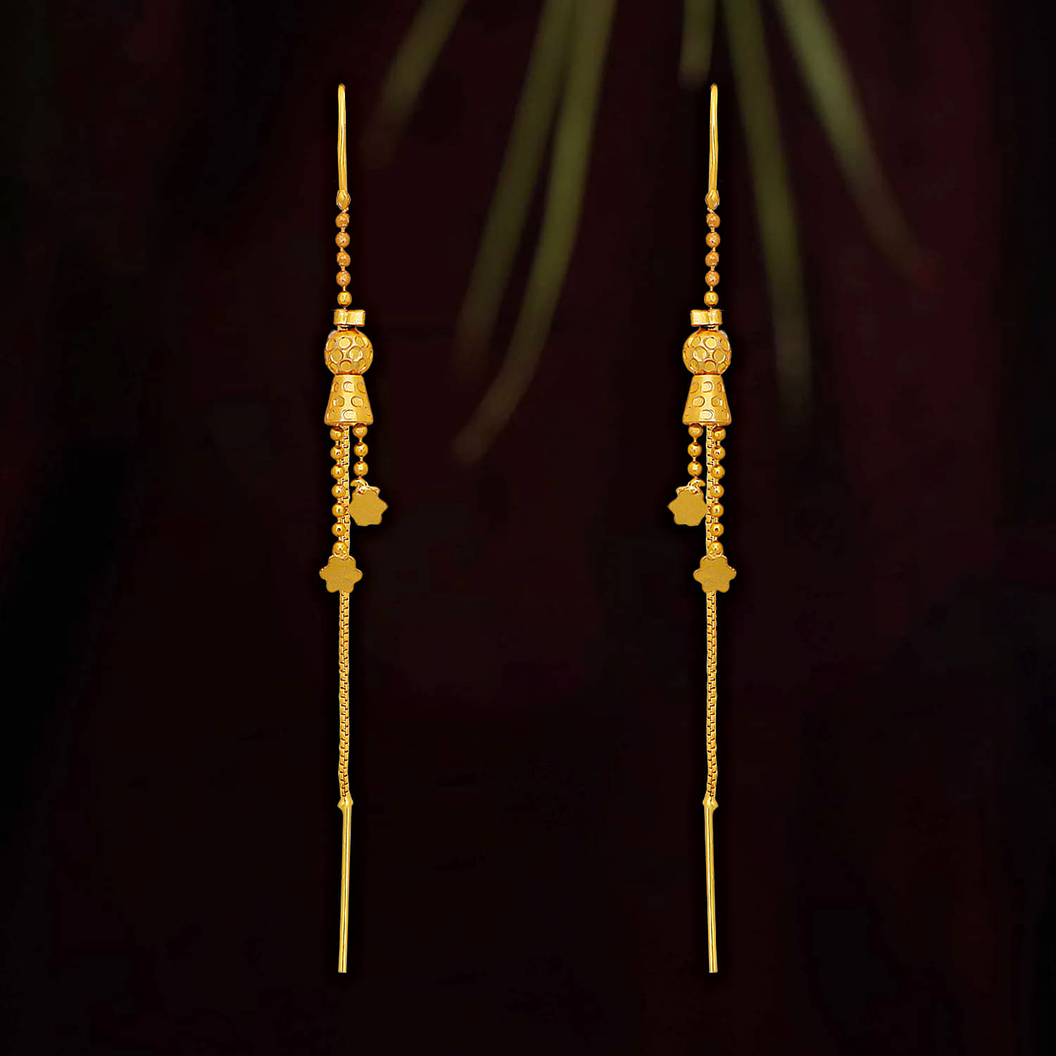     			Drashti Collection Golden Threader Earrings ( Pack of 1 )