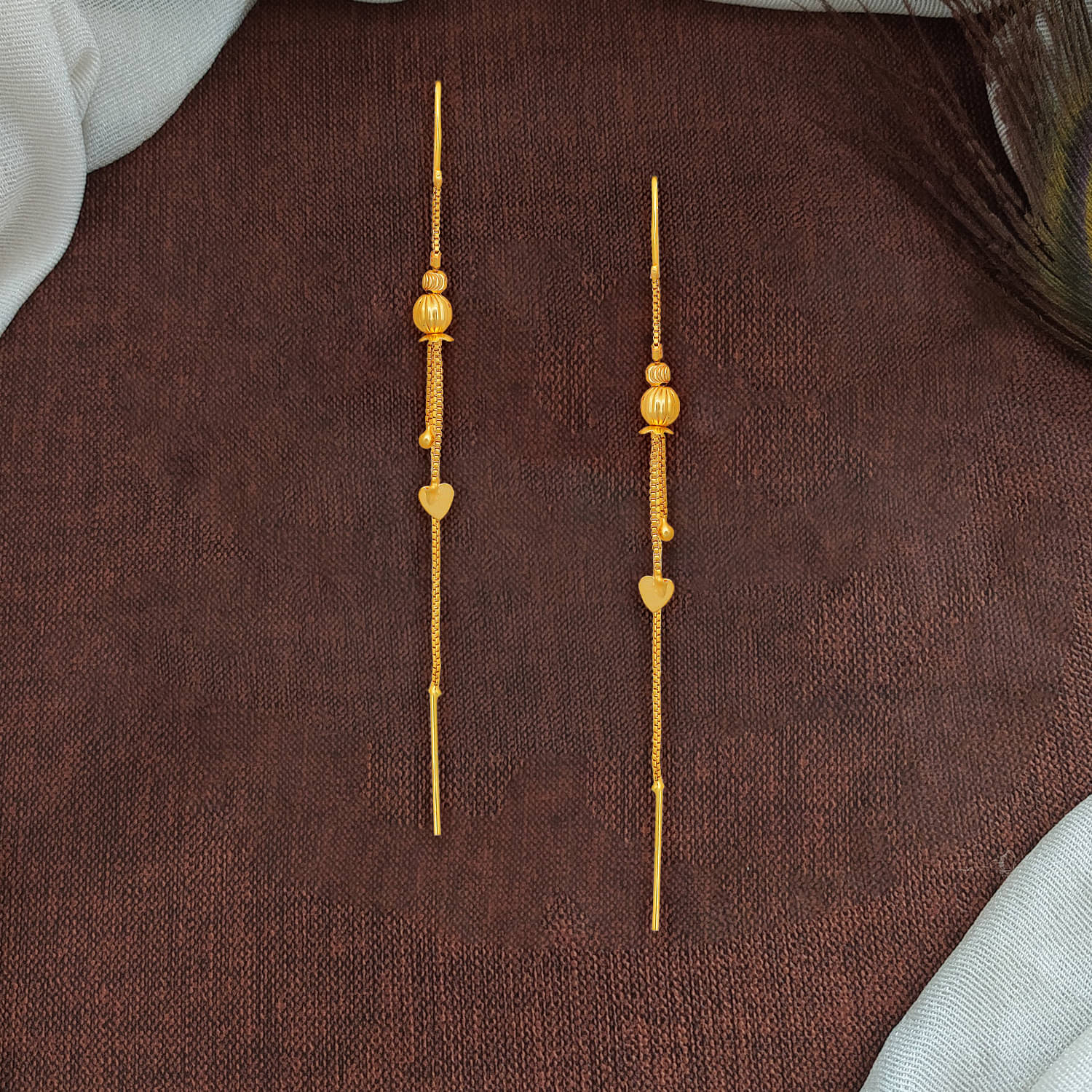     			Drashti Collection Golden Threader Earrings ( Pack of 1 )