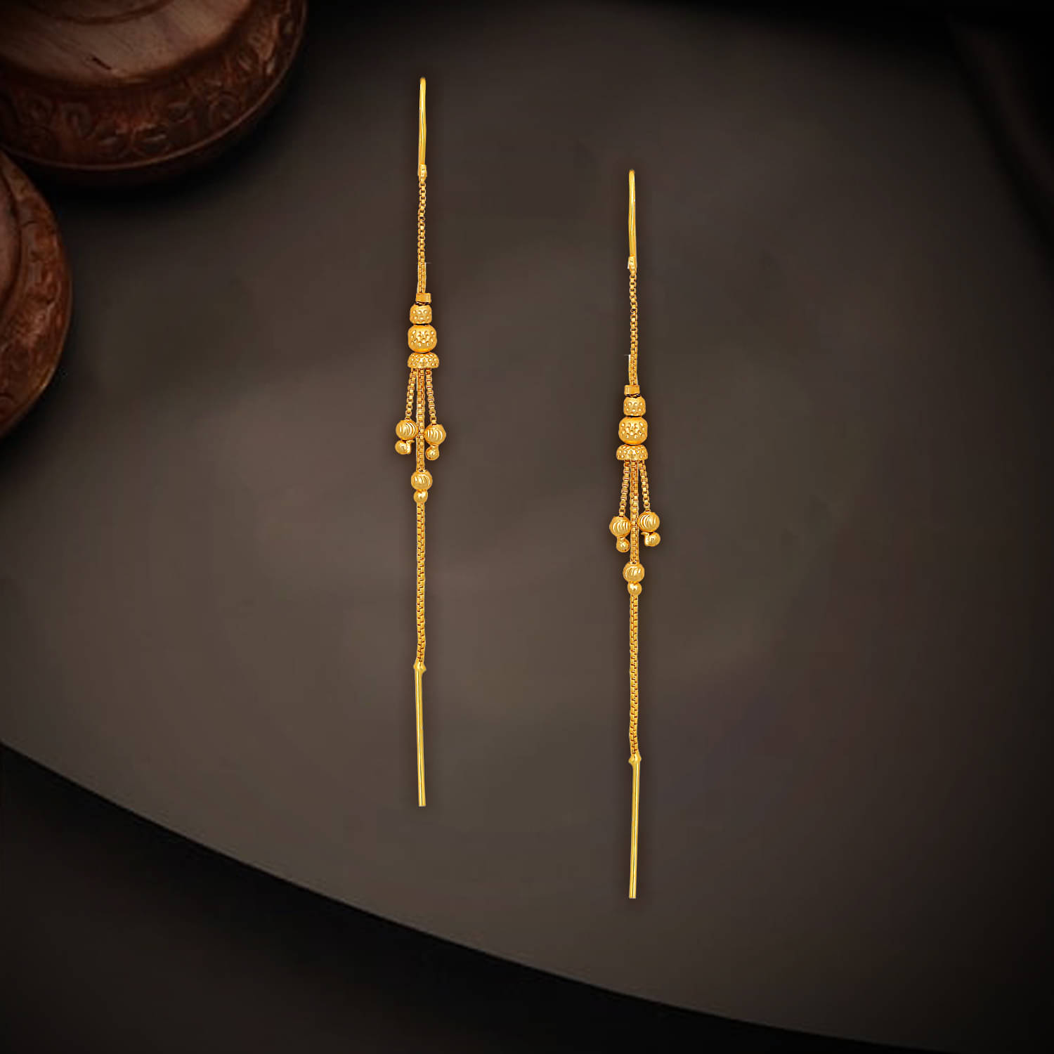     			Drashti Collection Golden Threader Earrings ( Pack of 1 )