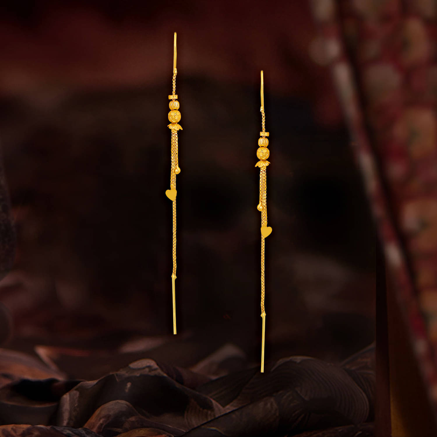     			Drashti Collection Golden Threader Earrings ( Pack of 1 )