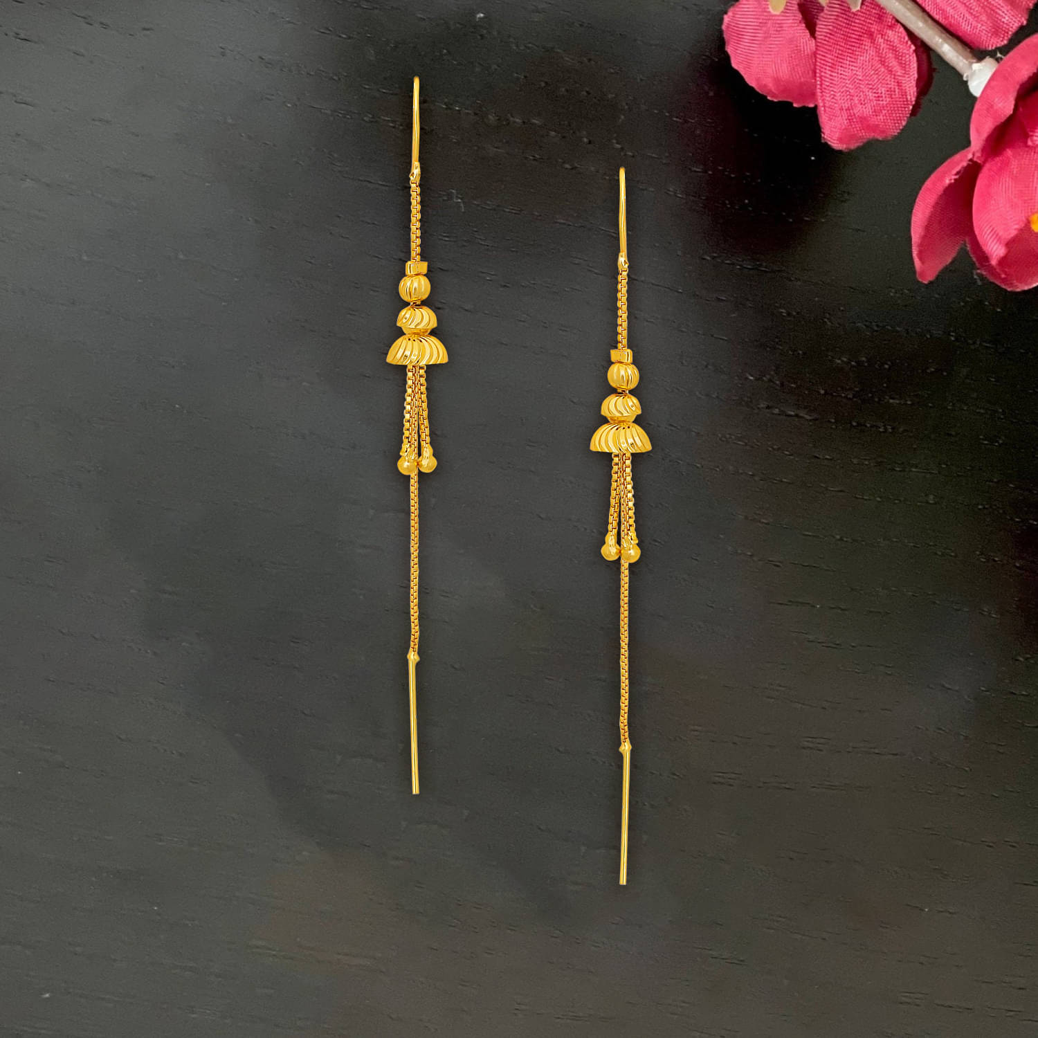     			Drashti Collection Golden Threader Earrings ( Pack of 1 )
