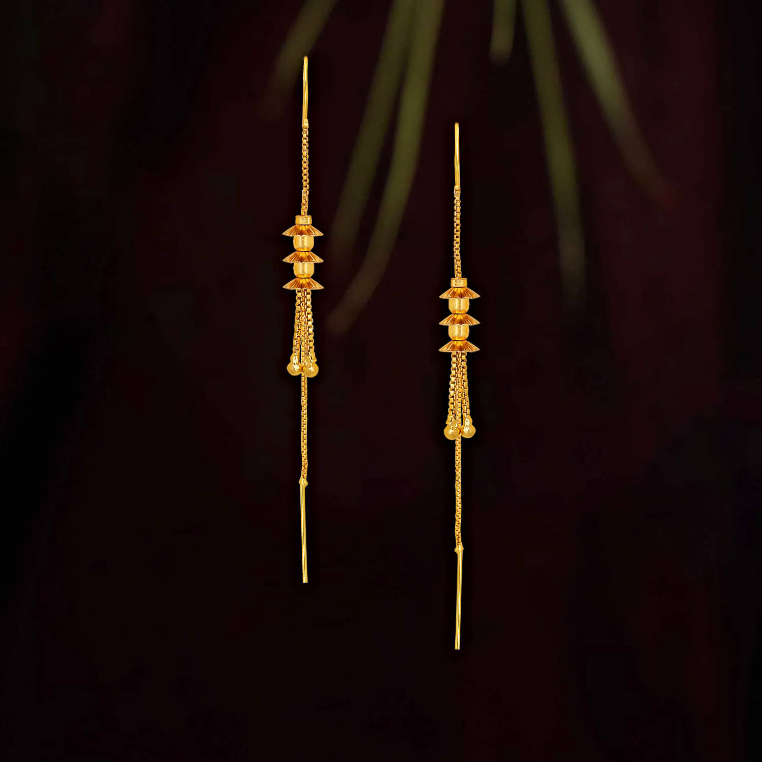     			Drashti Collection Golden Threader Earrings ( Pack of 1 )