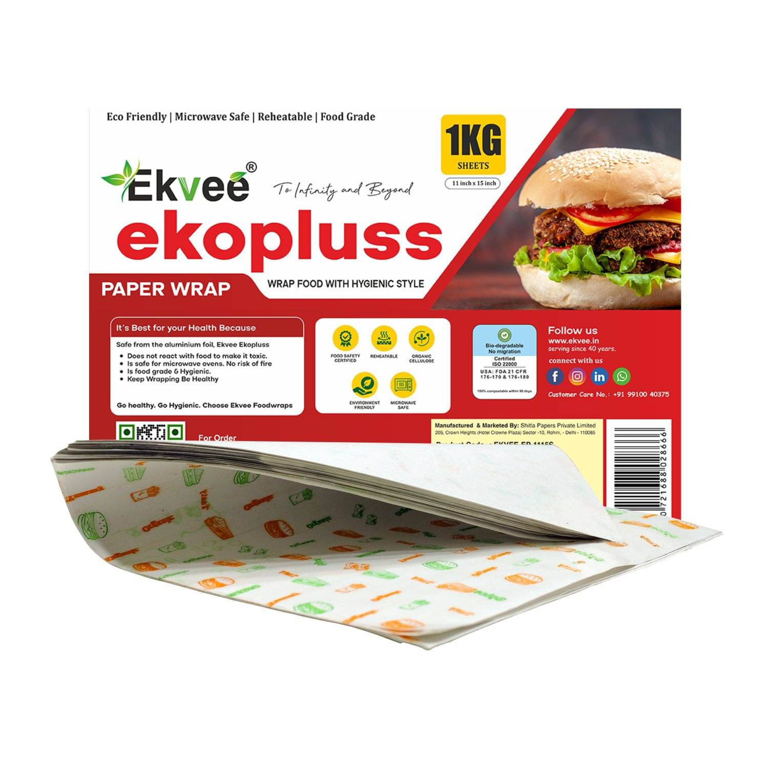 Ekvee Ekopluss Butter Paper (1 Kg, 11x15 Sheets, 210 Sheets) Food Grade | Non-Stick | Greaseproof Baking & Wrapping Paper | Ideal for Baking, Sandwich Wrap & Food Packaging Ekvee Ekopluss Butter Paper (1 Kg, 11x15 Sheets, 210 Sheets) Food Grade | Non-Stick | Greaseproof Baking & Wrapping Paper | Ideal for Baking, Sandwich Wrap & Food Packaging