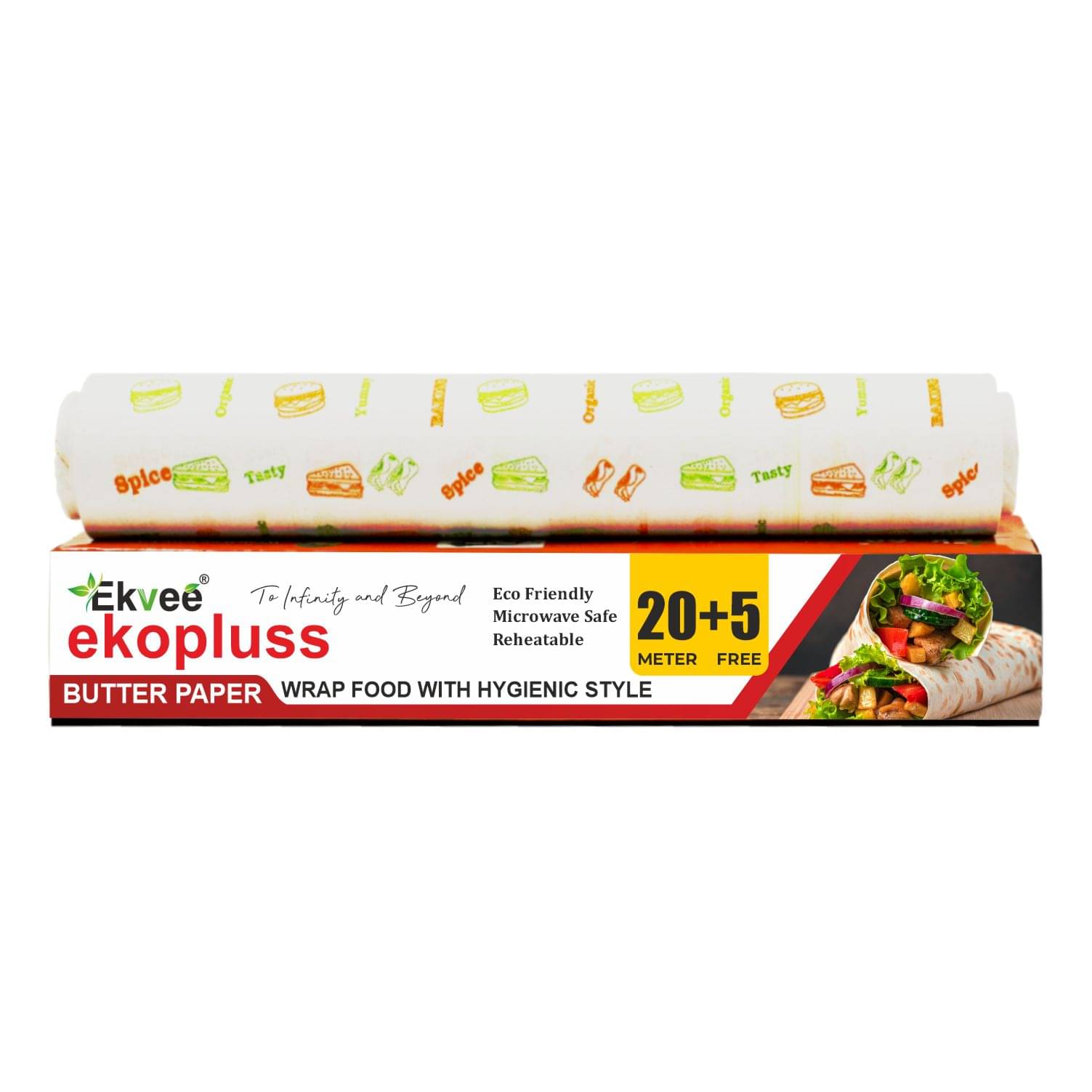 Ekvee Ekopluss Butter Paper | 25 Meter Parchment Paper Roll | 45 GSM Non-Stick | Greaseproof | Food Grade Baking & Wrapping Paper | Oven, Microwave & Freezer Safe Ekvee Ekopluss Butter Paper | 25 Meter Parchment Paper Roll | 45 GSM Non-Stick | Greaseproof | Food Grade Baking & Wrapping Paper | Oven, Microwave & Freezer Safe