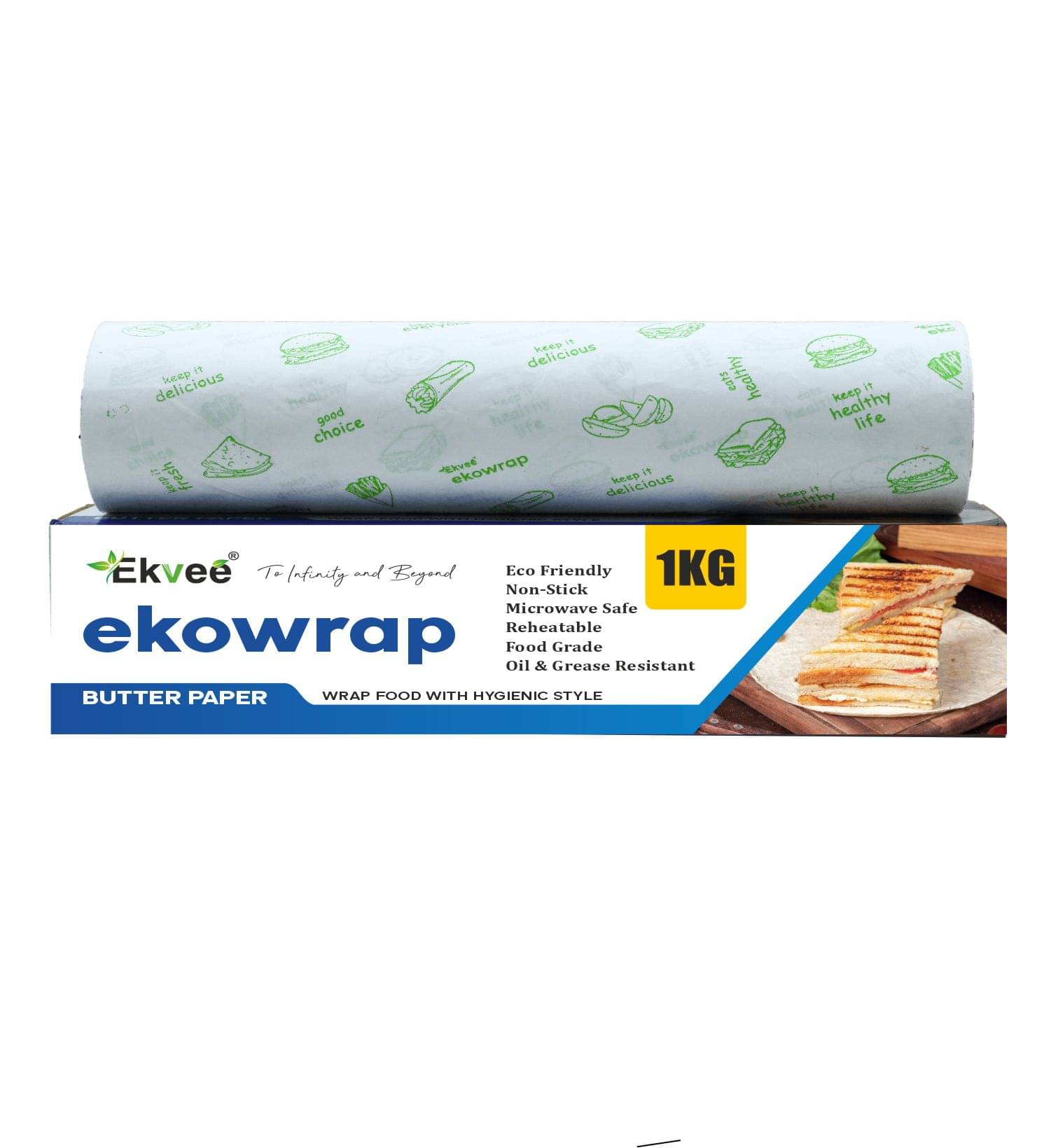 Ekvee Ekowrap Butter Paper Roll – 1 Kg | 50 GSM Food Grade Parchment Paper Non-Stick | Greaseproof | Heat Resistant | Ideal for Baking, Cooking & Wrapping | Oven & Microwave Safe Ekvee Ekowrap Butter Paper Roll – 1 Kg | 50 GSM Food Grade Parchment Paper Non-Stick | Greaseproof | Heat Resistant | Ideal for Baking, Cooking & Wrapping | Oven & Microwave Safe