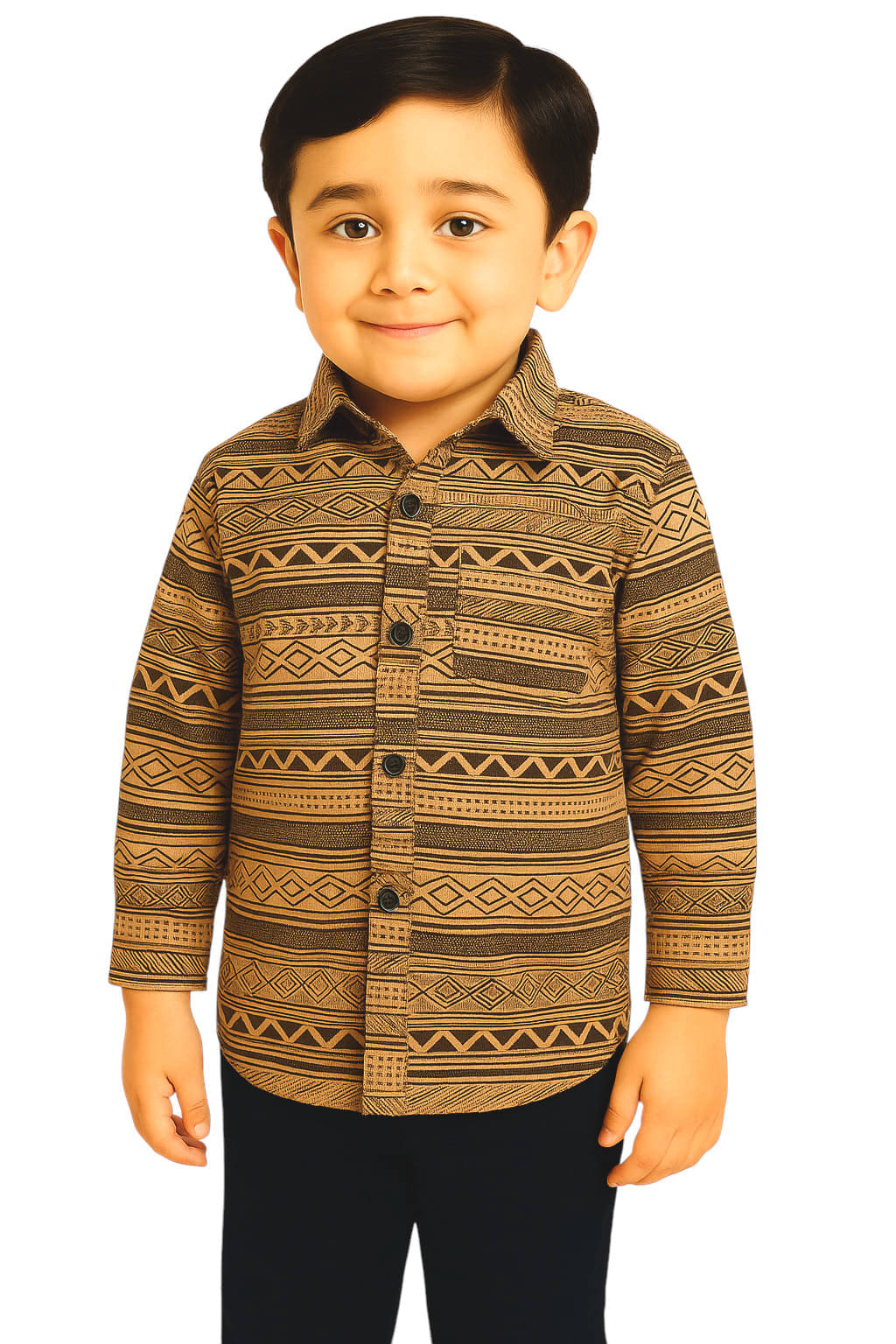     			FABRIZER Pack of 1 Boys 100% Cotton Full Sleeves Shirt ( Brown,Black )
