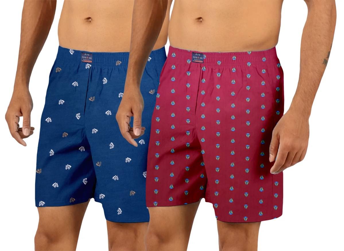     			FTX Pack of 2 Cotton Boxers For Men's ( Maroon )