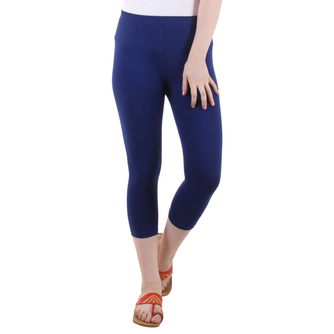     			Fasha Cotton Lycra Capris - Blue Single