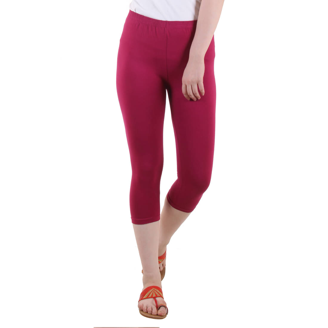     			Fasha Cotton Lycra Capris - Maroon Single