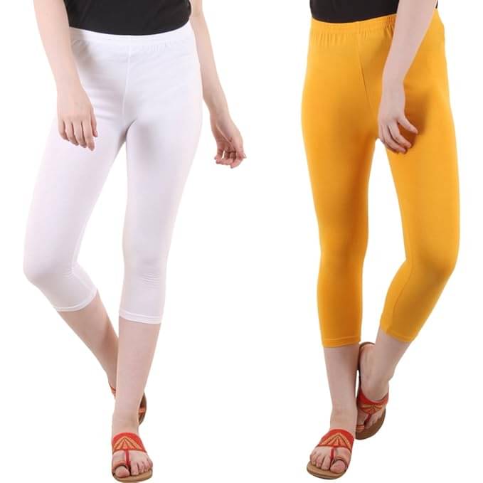    			Fasha Cotton Lycra Capris - Multi Color Pack of 2