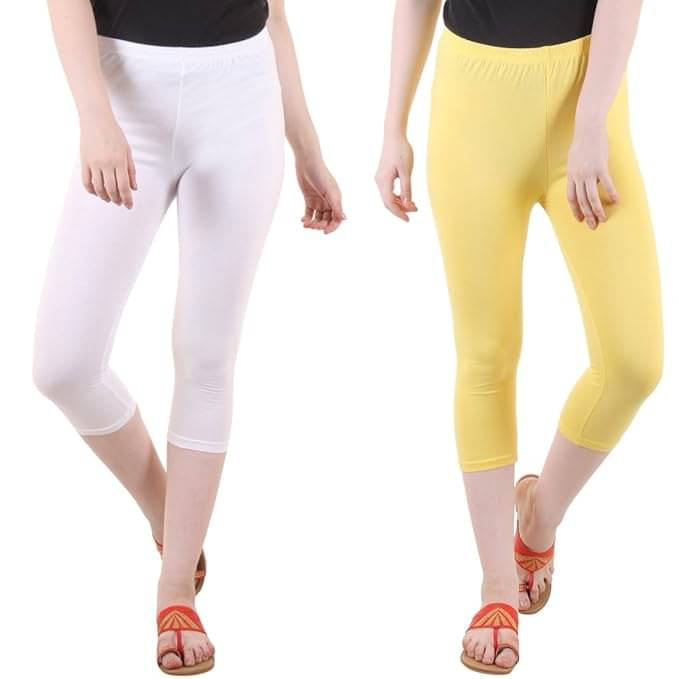     			Fasha Cotton Lycra Capris - Multi Color Pack of 2
