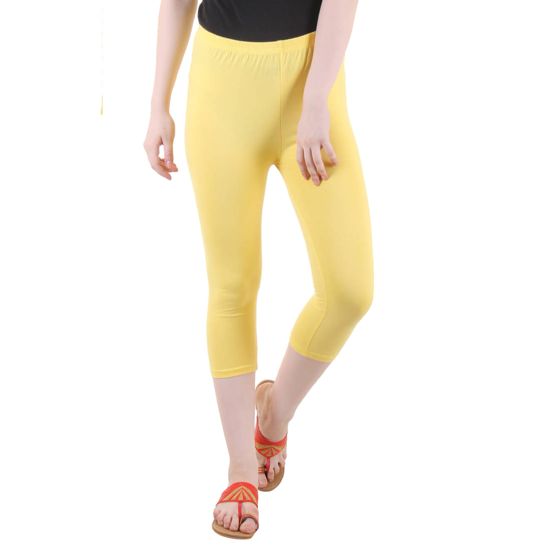     			Fasha Cotton Lycra Capris - Orange Single