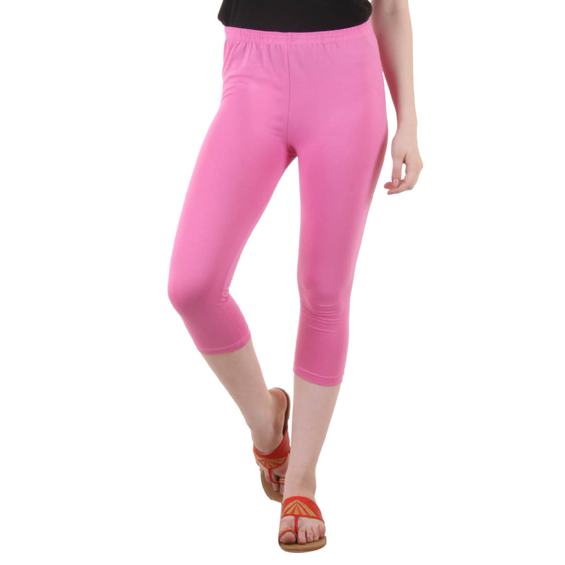     			Fasha Cotton Lycra Capris - Pink Single