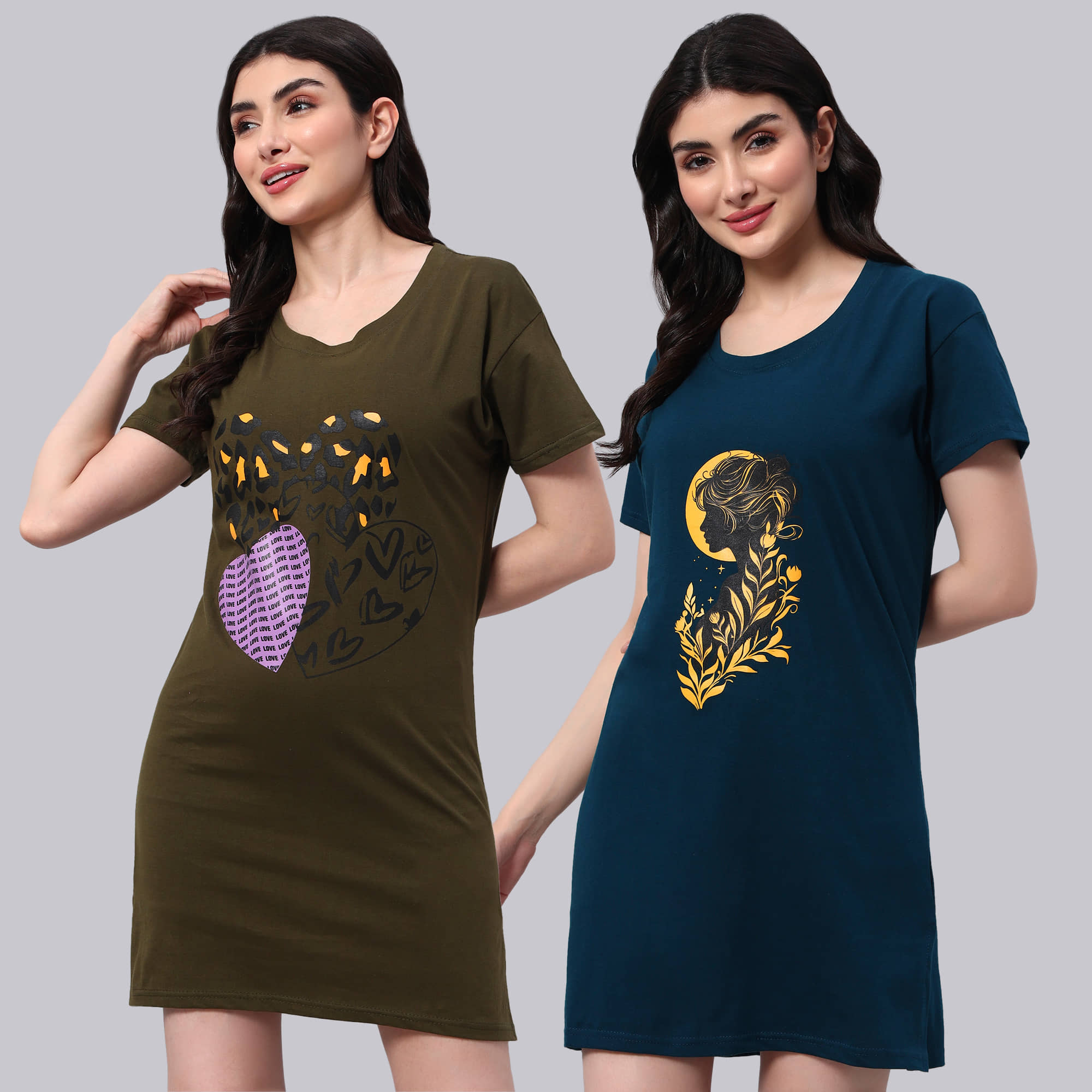HEMLOCK Women Cotton Printed Regular Fit Round Neck T-Shirt ( Multicolor 3 )