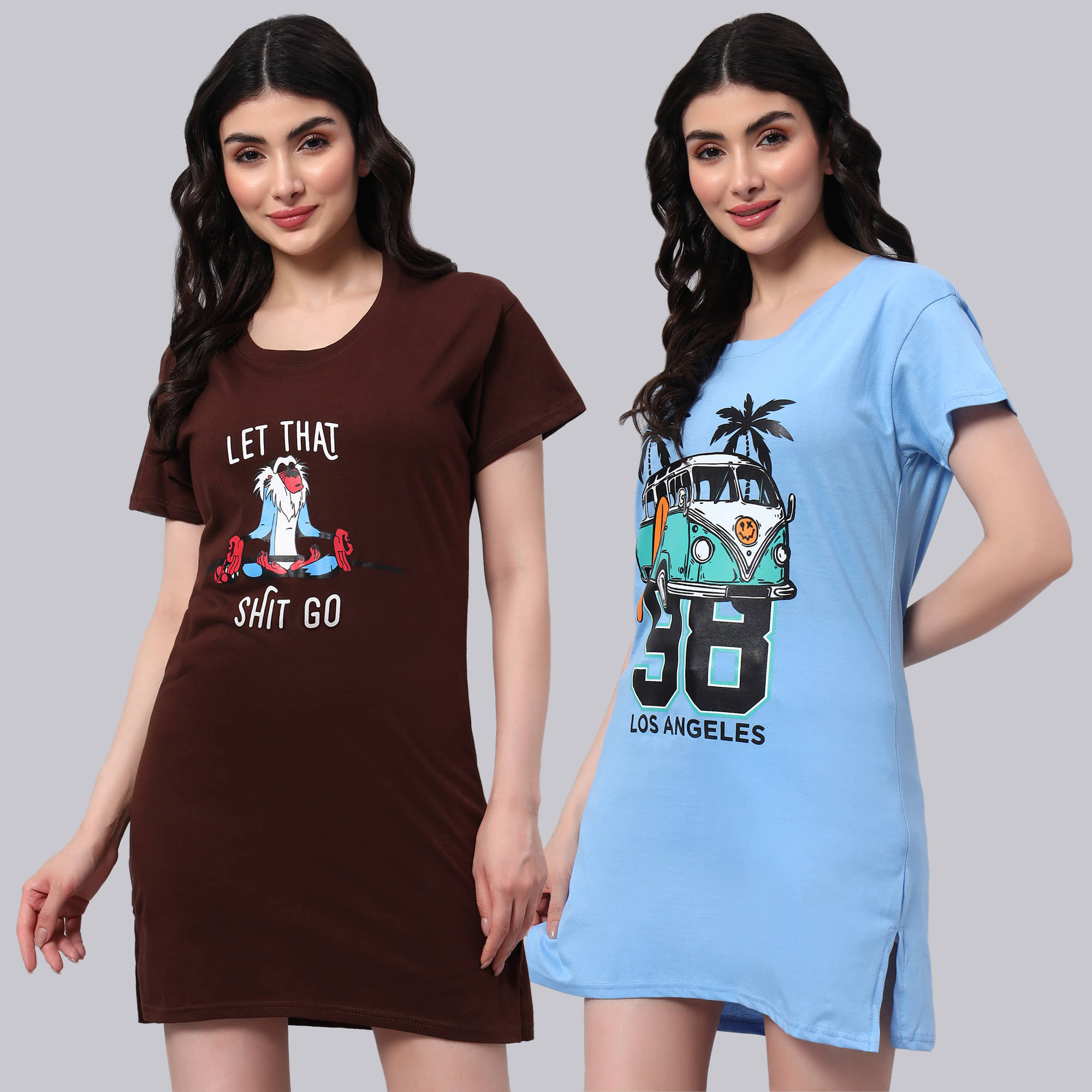     			HEMLOCK Women Cotton Printed Regular Fit Round Neck T-Shirt ( Multicolor 7 )