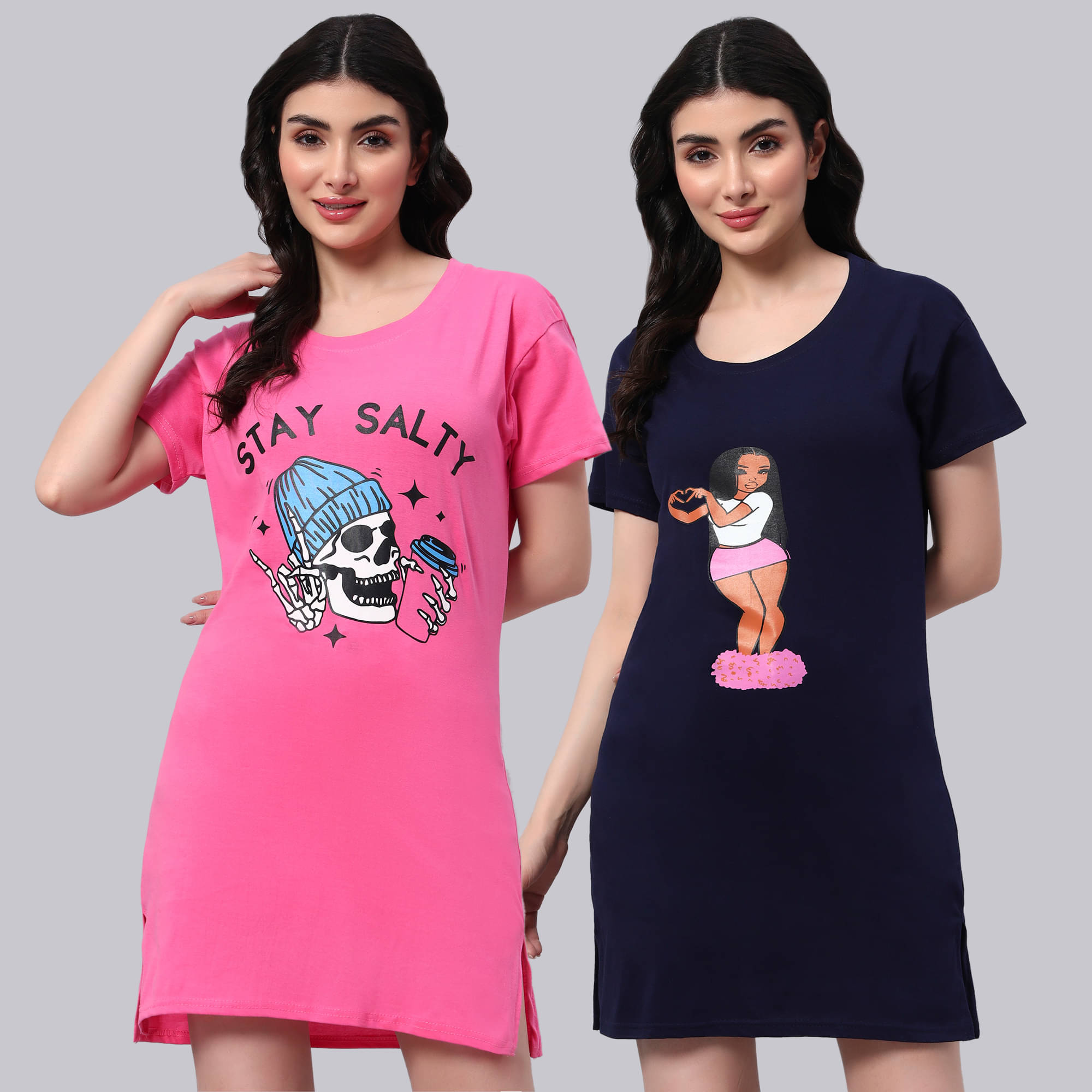     			HEMLOCK Women Cotton Printed Regular Fit Round Neck T-Shirt ( Multicolor 7 )