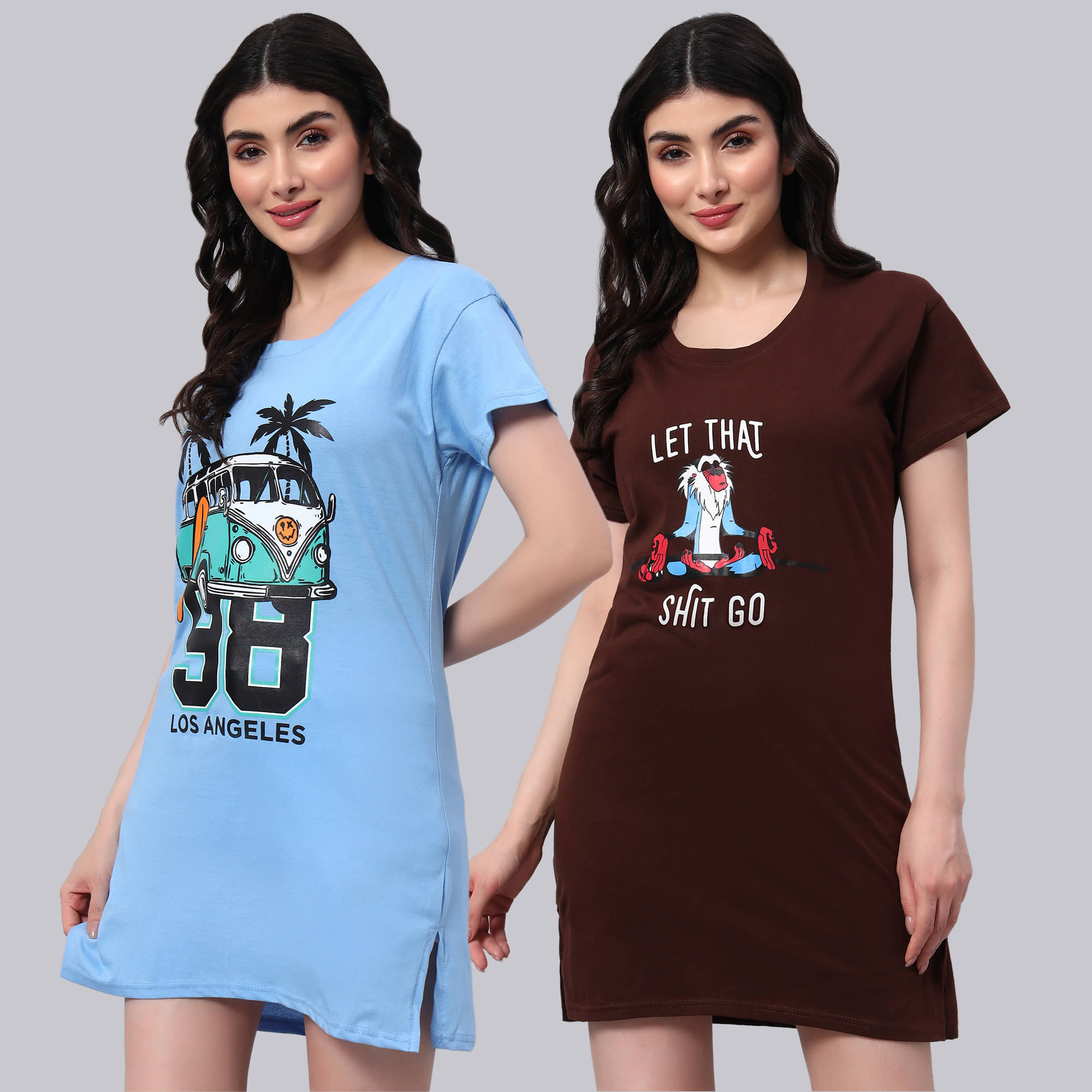     			HEMLOCK Women Cotton Printed Regular Fit Round Neck T-Shirt ( Multicolor 2 )