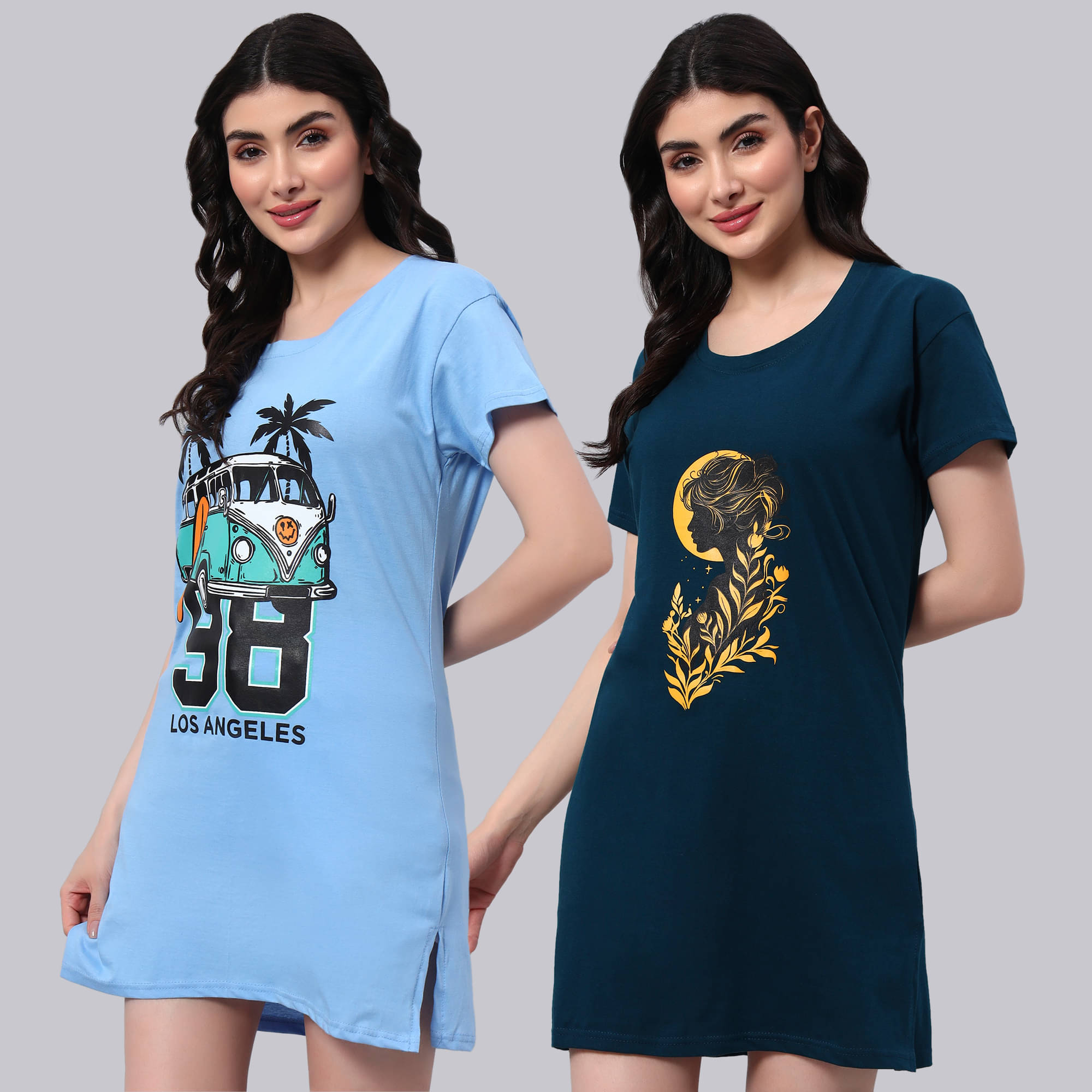    			HEMLOCK Women Cotton Printed Regular Fit Round Neck T-Shirt ( Multicolor 1 )