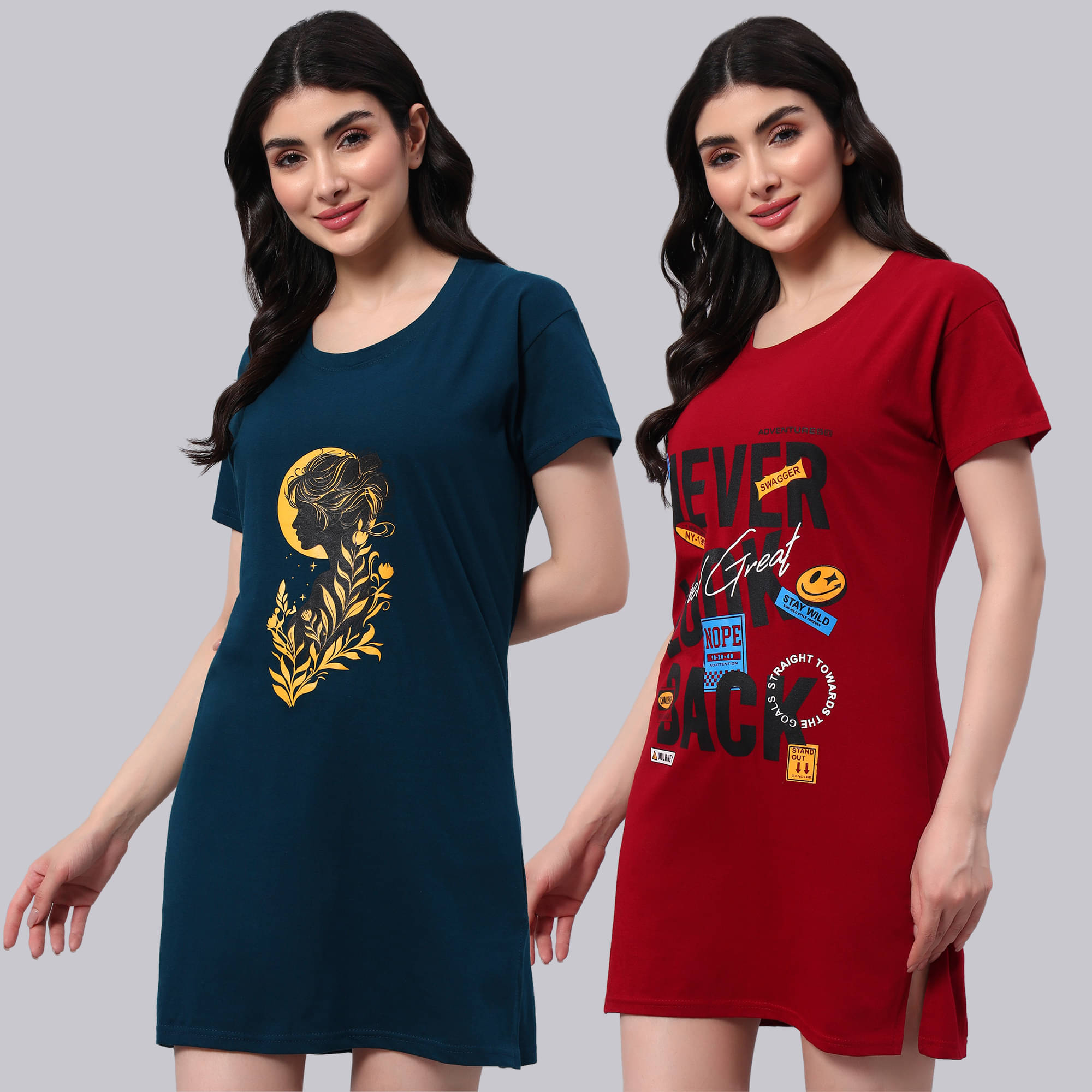 HEMLOCK Women Cotton Printed Regular Fit Round Neck T-Shirt ( Multicolor 3 ) HEMLOCK Women Cotton Printed Regular Fit Round Neck T-Shirt ( Multicolor 3 )