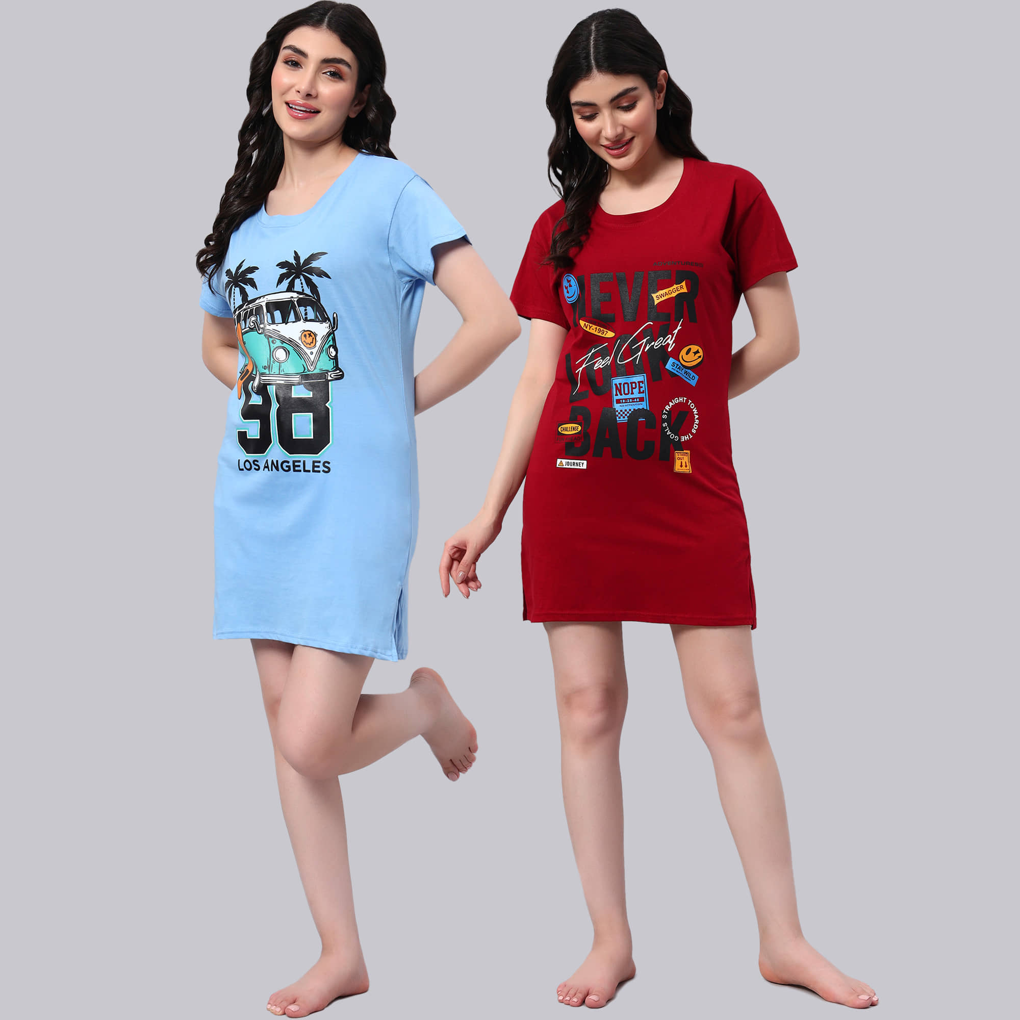 HEMLOCK Women Cotton Printed Regular Fit Round Neck T-Shirt ( Multicolor 5 )