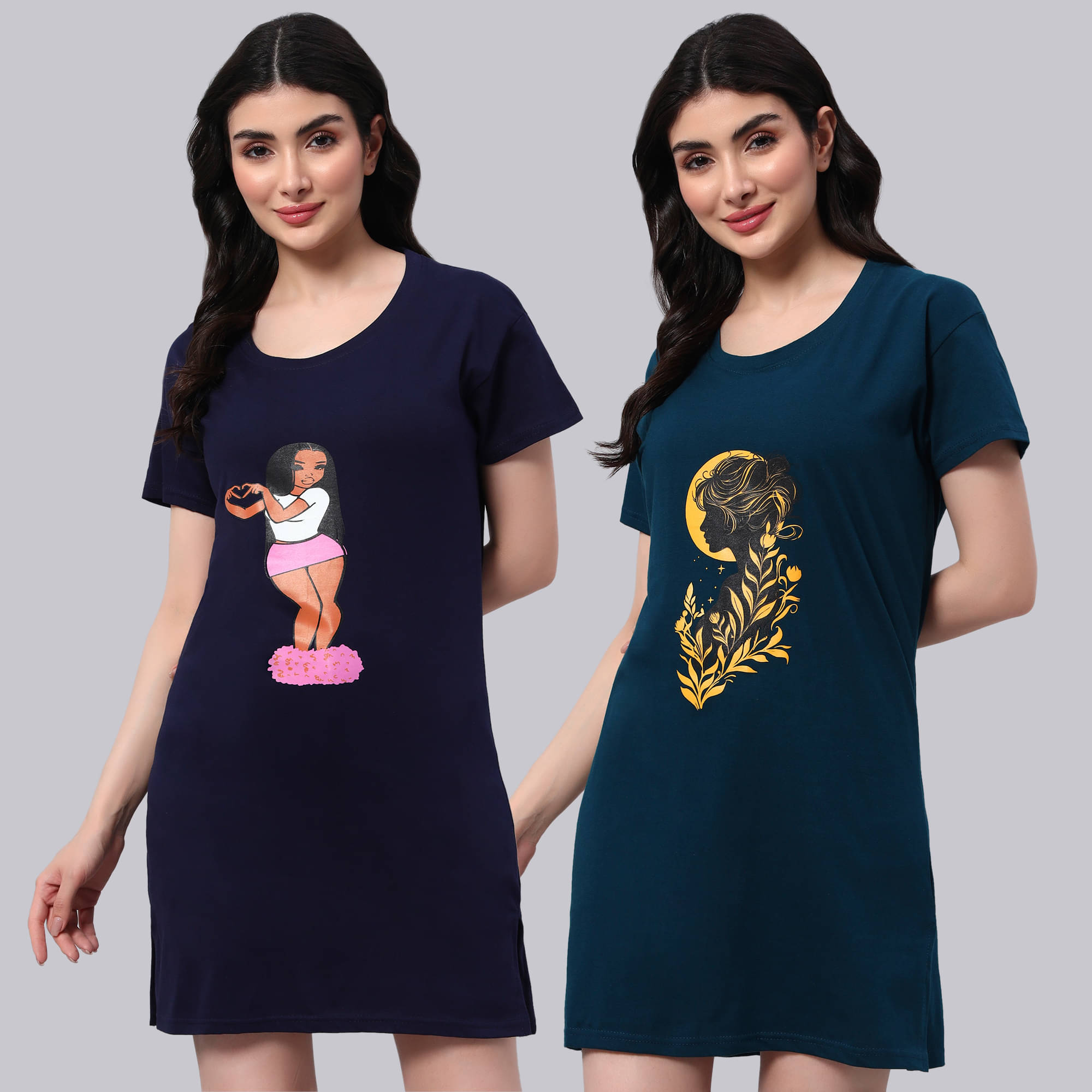 HEMLOCK Women Cotton Printed Regular Fit Round Neck T-Shirt ( Multicolor 4 ) HEMLOCK Women Cotton Printed Regular Fit Round Neck T-Shirt ( Multicolor 4 )