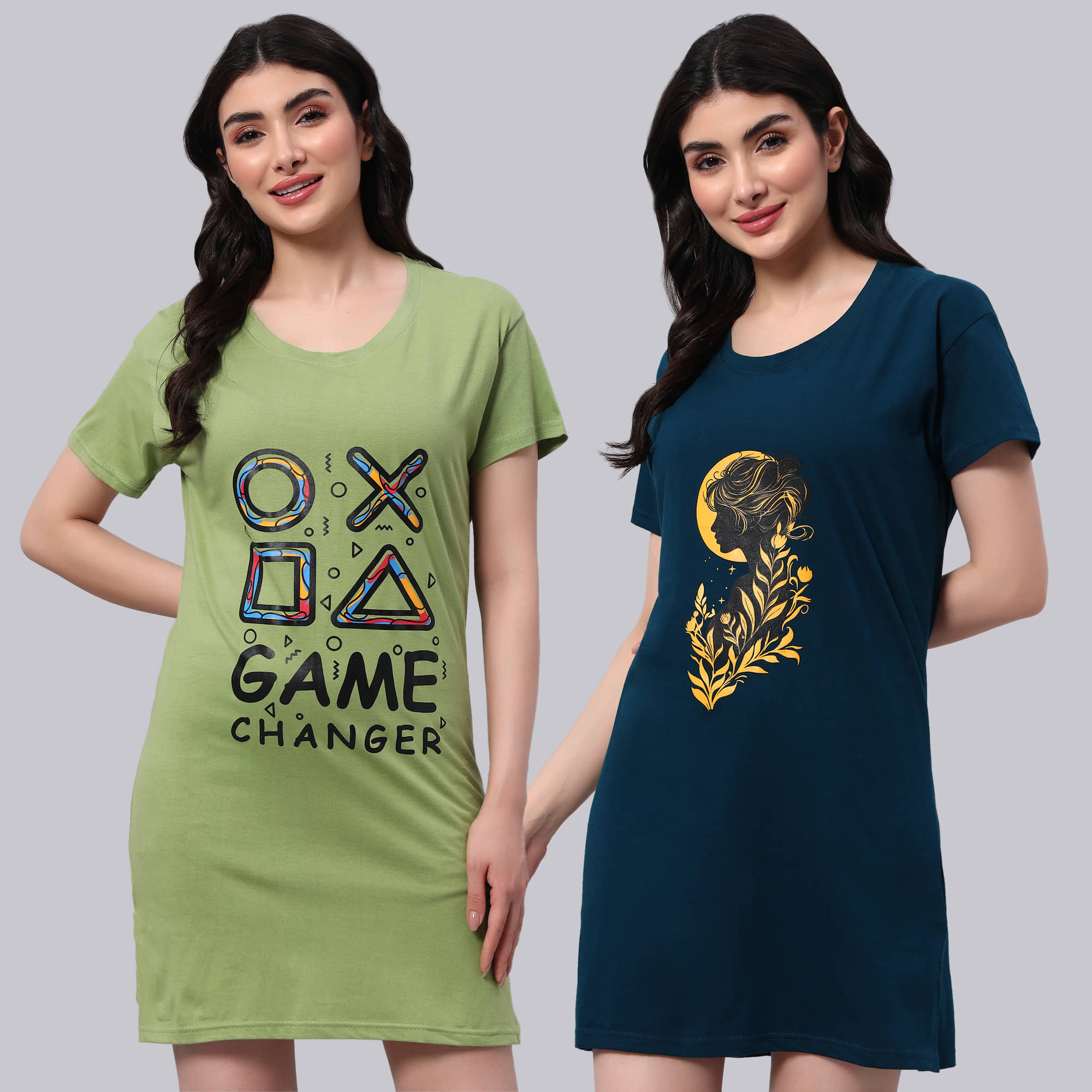 HEMLOCK Women Cotton Printed Regular Fit Round Neck T-Shirt ( Multicolor 1 )