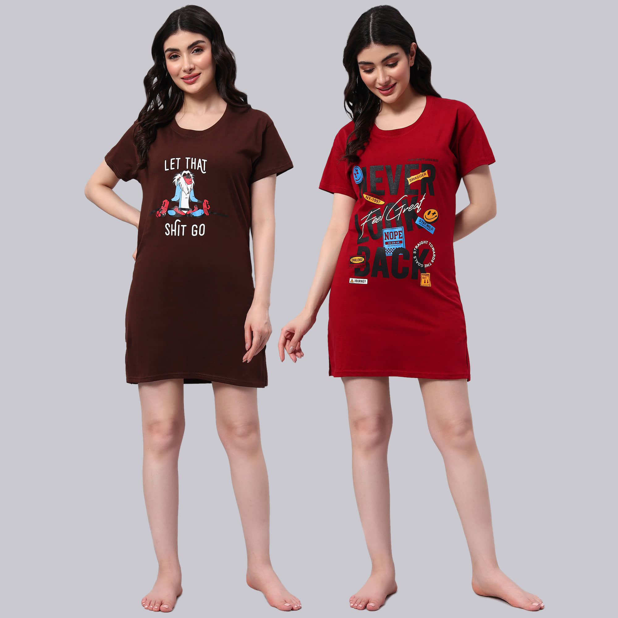 HEMLOCK Women Cotton Printed Regular Fit Round Neck T-Shirt ( Multicolor 2 )