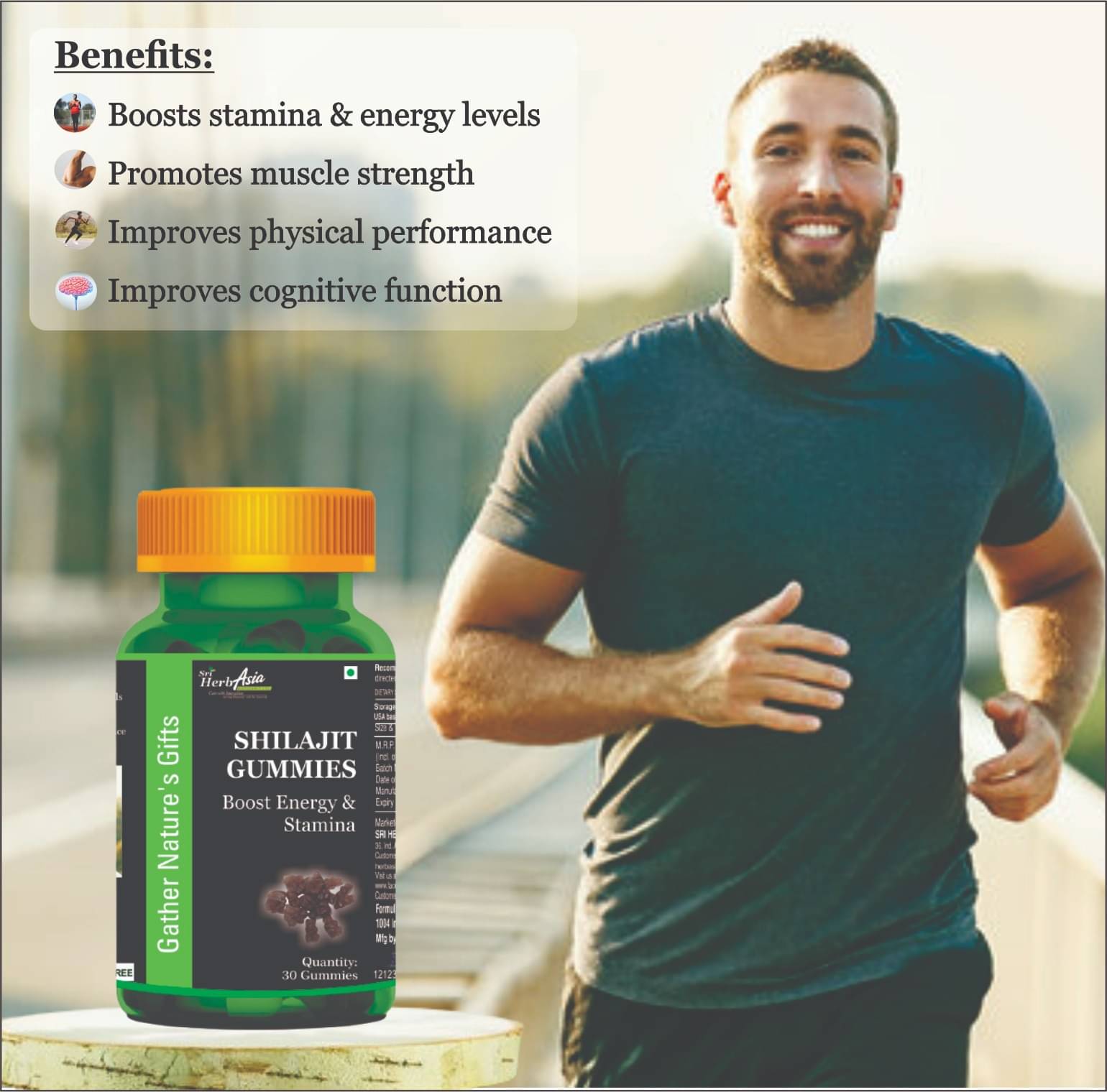 Sri Herbasia Biotech Shilajit Gummies - Boosts Energy, Improves Stamina, And Supports Overall Wellness 30 No.s (Pack of 1)     			Sri Herbasia Biotech Shilajit Gummies - Boosts Energy, Improves Stamina, And Supports Overall Wellness 30 No.s (Pack of 1)