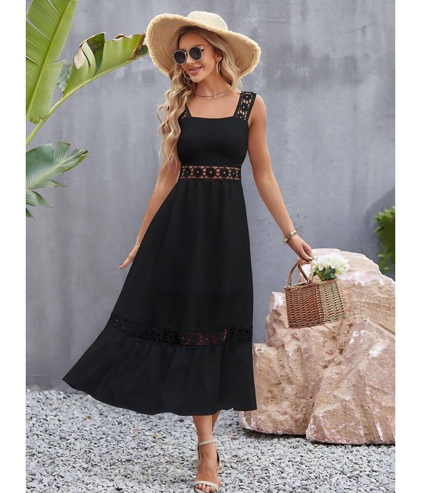     			Hemang Fashion Women Crepe Solid A-line Dress ( Black )