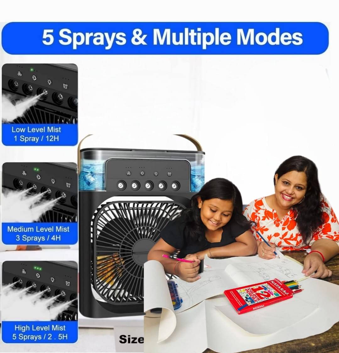     			Kaash collections [ Summer Sale with 15 Years Warranty ] Portable Air Conditioner Fan Mini Evaporative Air Cooler with 7 Colors LED Light, 3 Wind Speeds and 3 Spray Modes for Office, Home,