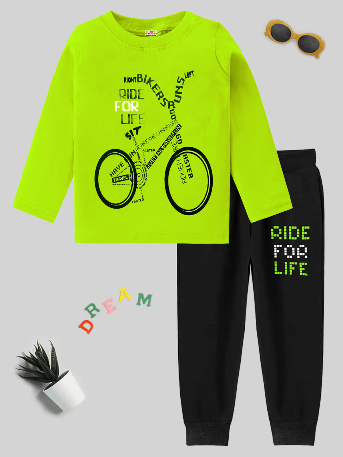 Kuchipoo Pack of 1 Boys Cotton Blend T-Shirt & Pants Set ( Multicolor )