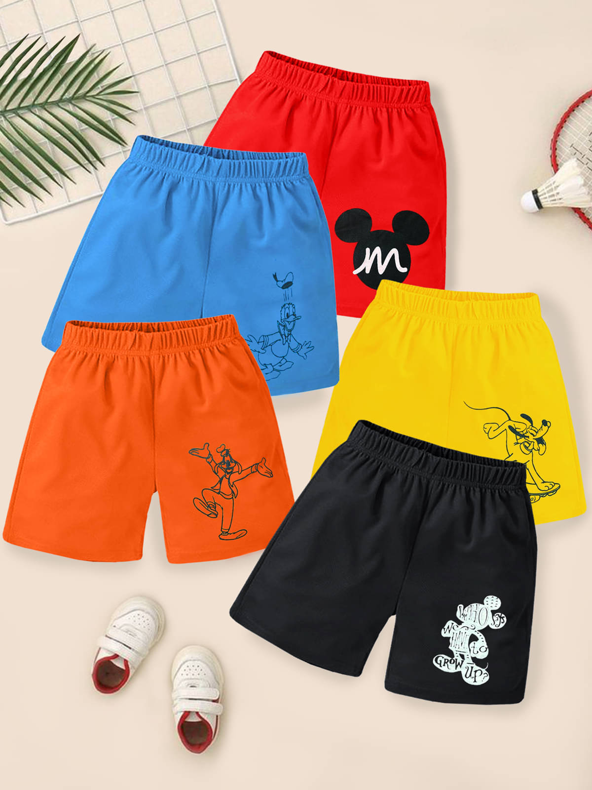     			Kuchipoo Pack of 5 Cotton Blend Three-Fourth For Boys ( Multi Color )