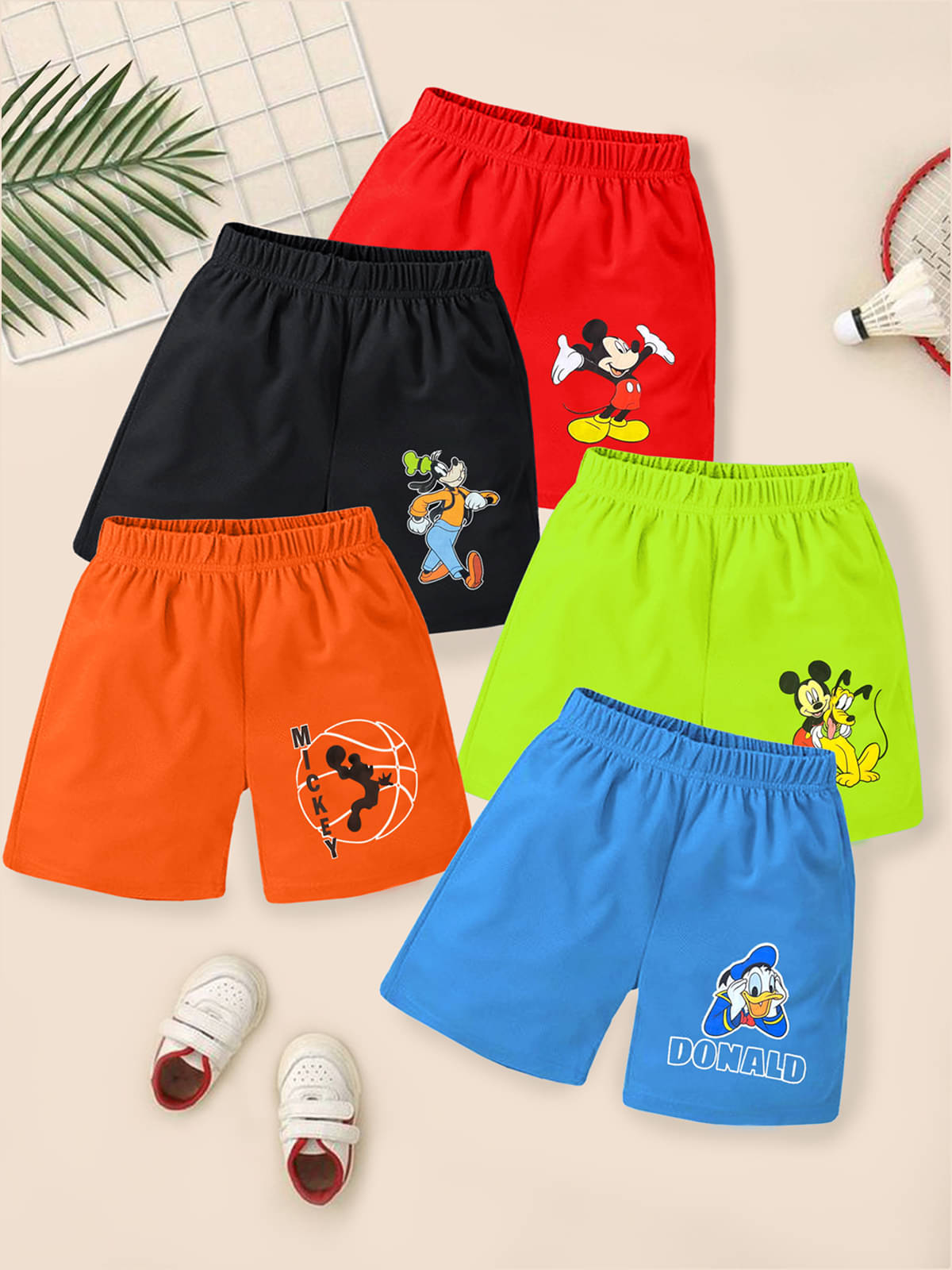     			Kuchipoo Pack of 5 Cotton Blend Shorts For Boys ( Multi Color )