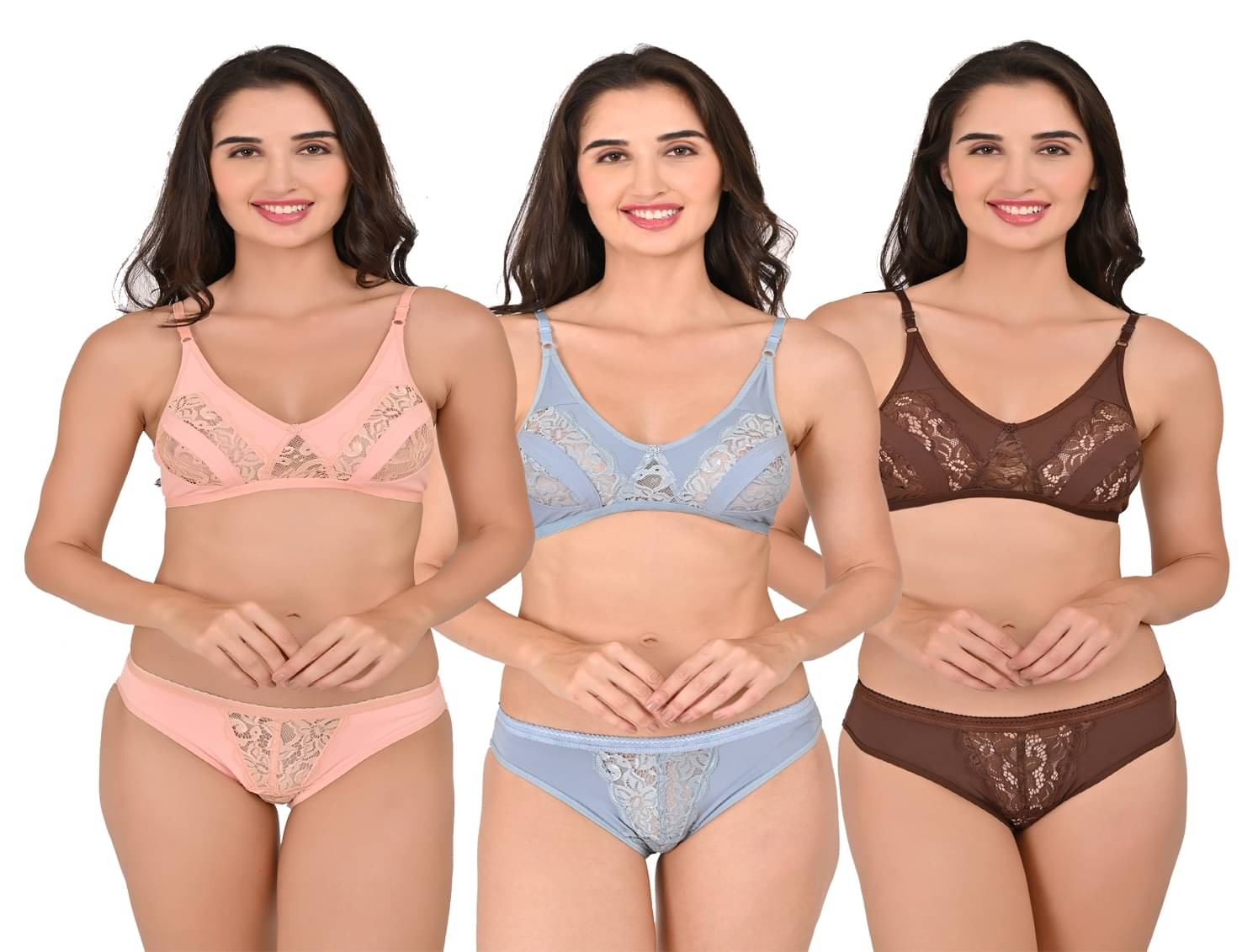     			LEORBIX Pack of 3 Cotton Bra & Panty Set For Women ( Multicolor3 )