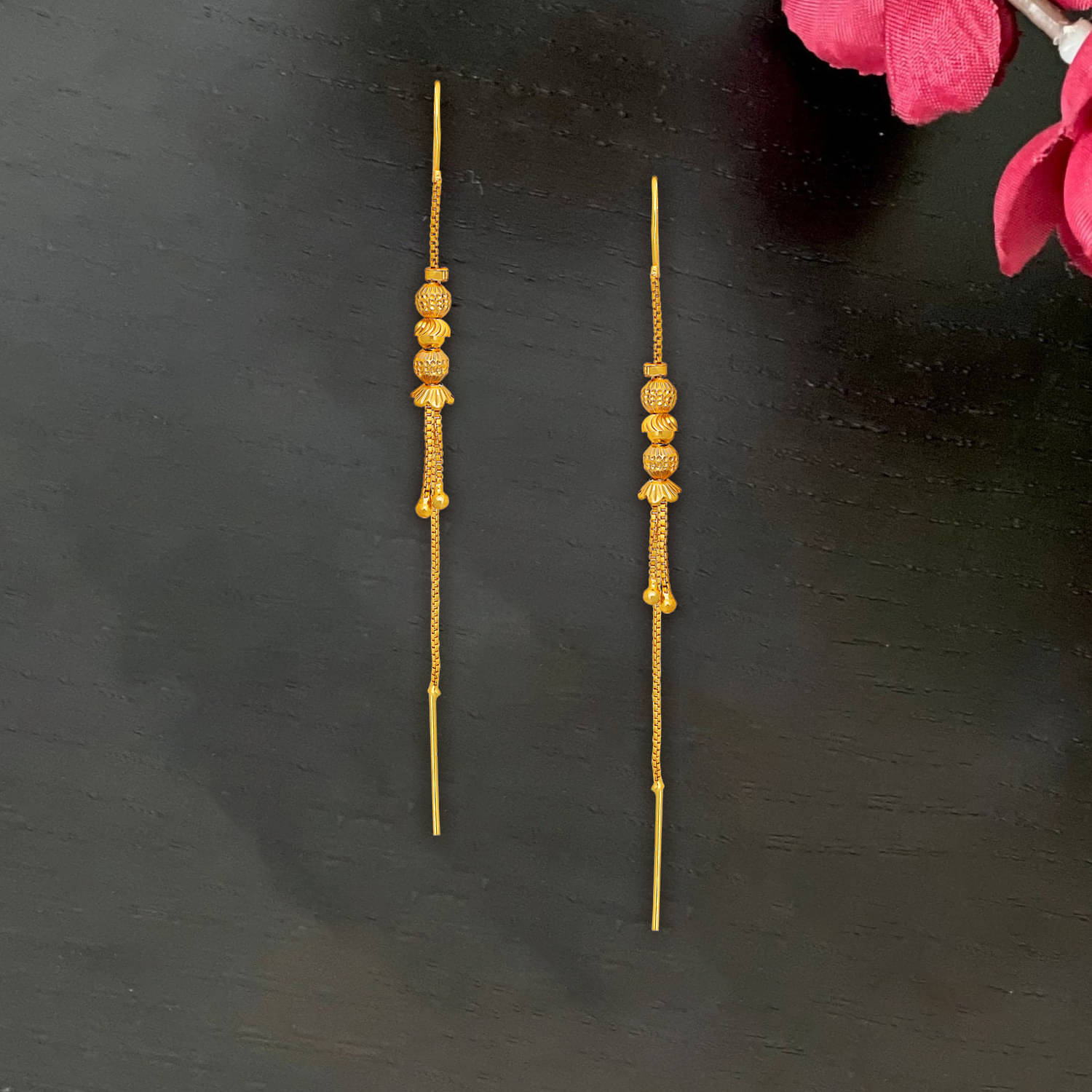     			LUV FASHION Golden Ear Chain Earrings ( Pack of 1 )