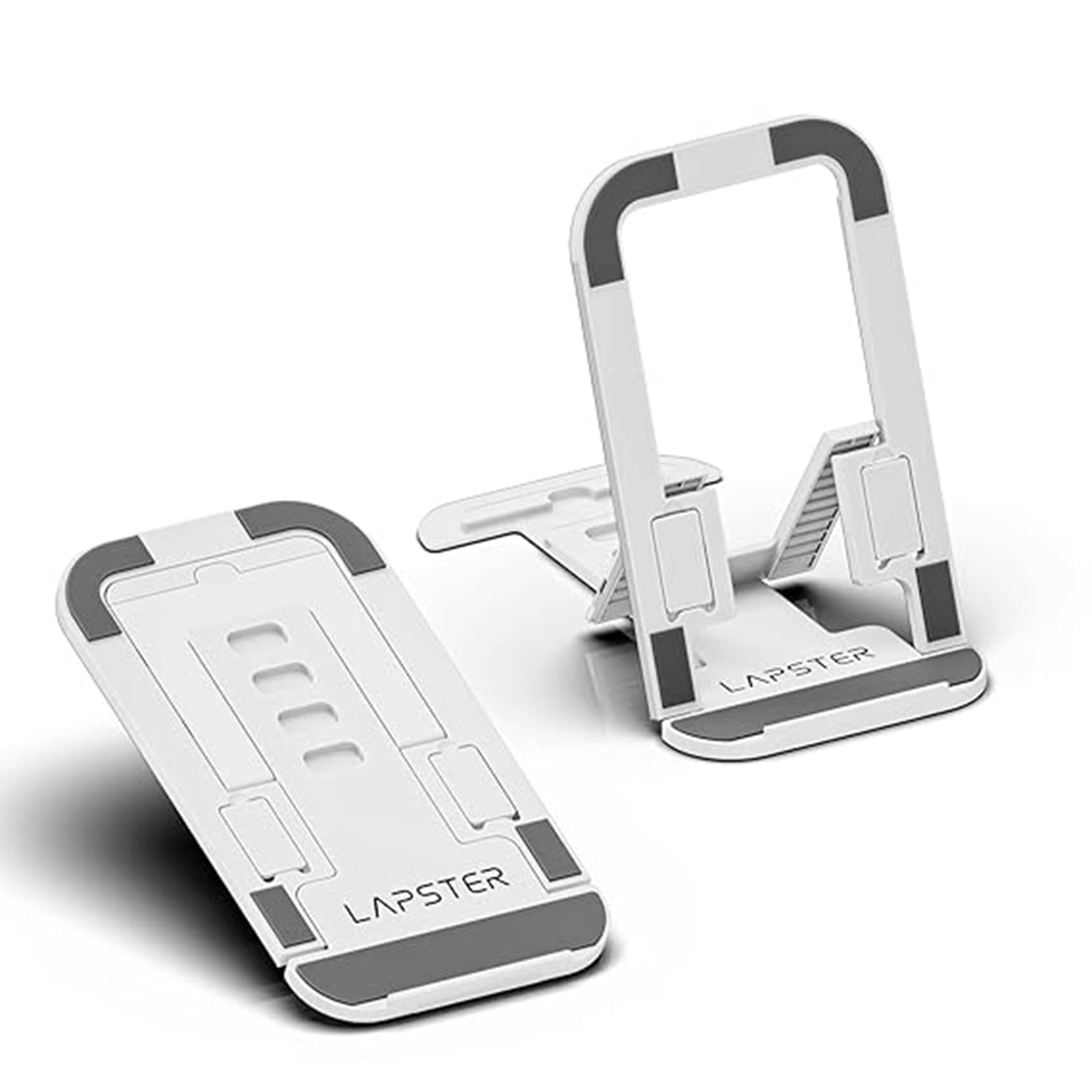     			Lapster Grey Desktop Foldable Mobile and Tablet Holder, Designed with ABS Material, Offers Multiple Viewing Angles and Features Anti-Slip Strips for Added Stability-Grey.