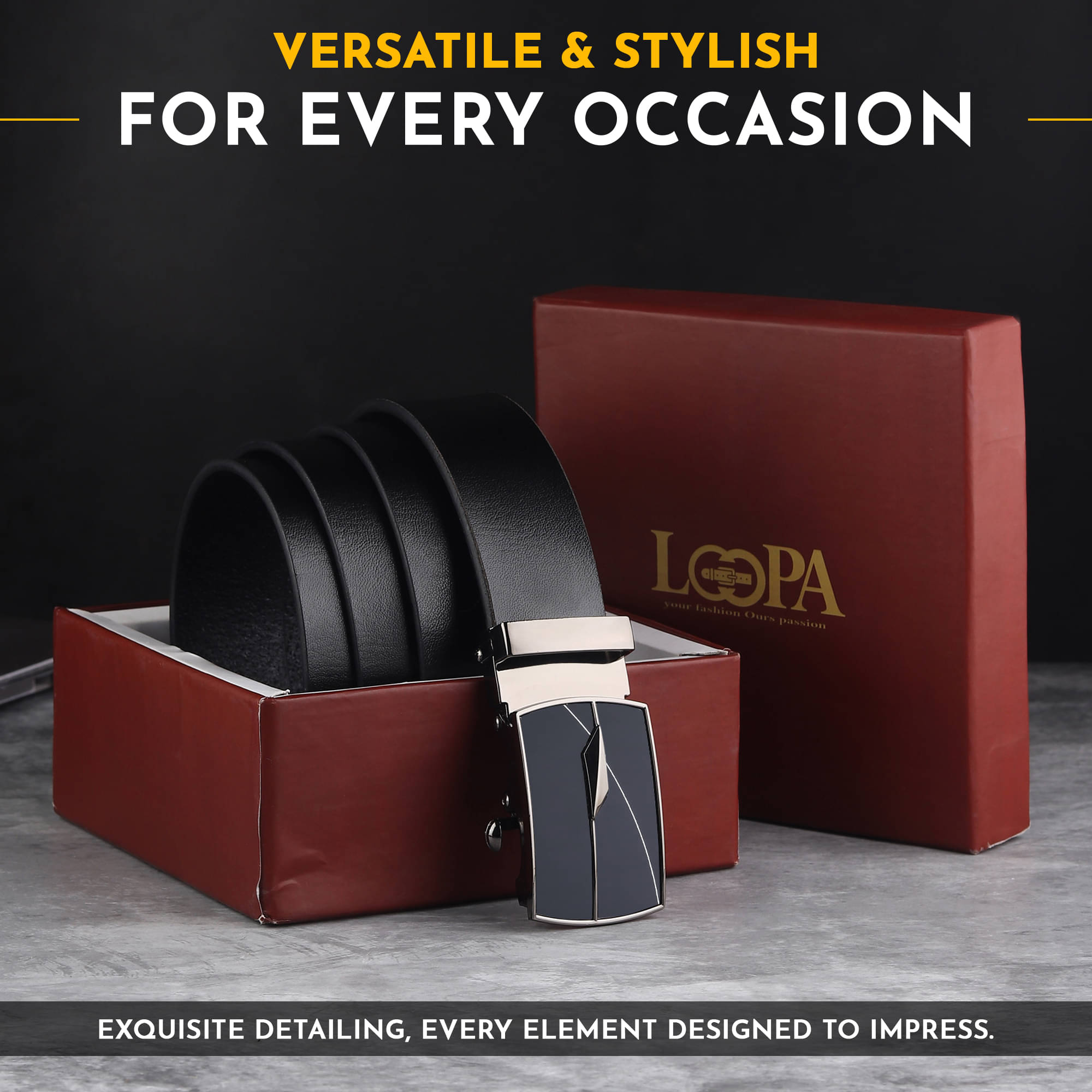     			Loopa - Black 100% Leather Men's Formal Belt ( Pack of 1 )