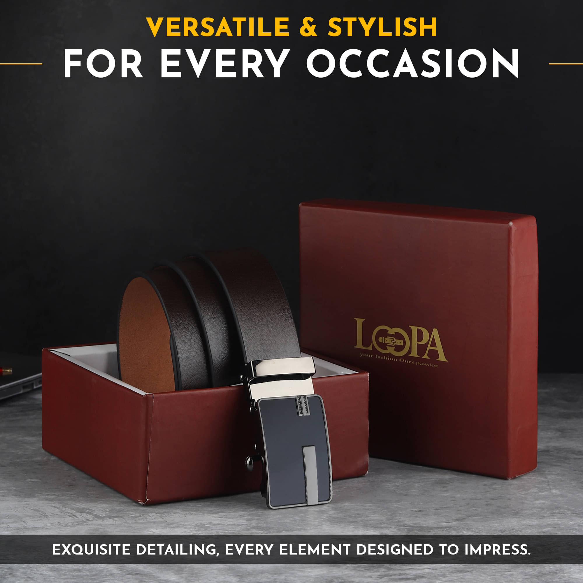     			Loopa - Brown 100% Leather Men's Formal Belt ( Pack of 1 )