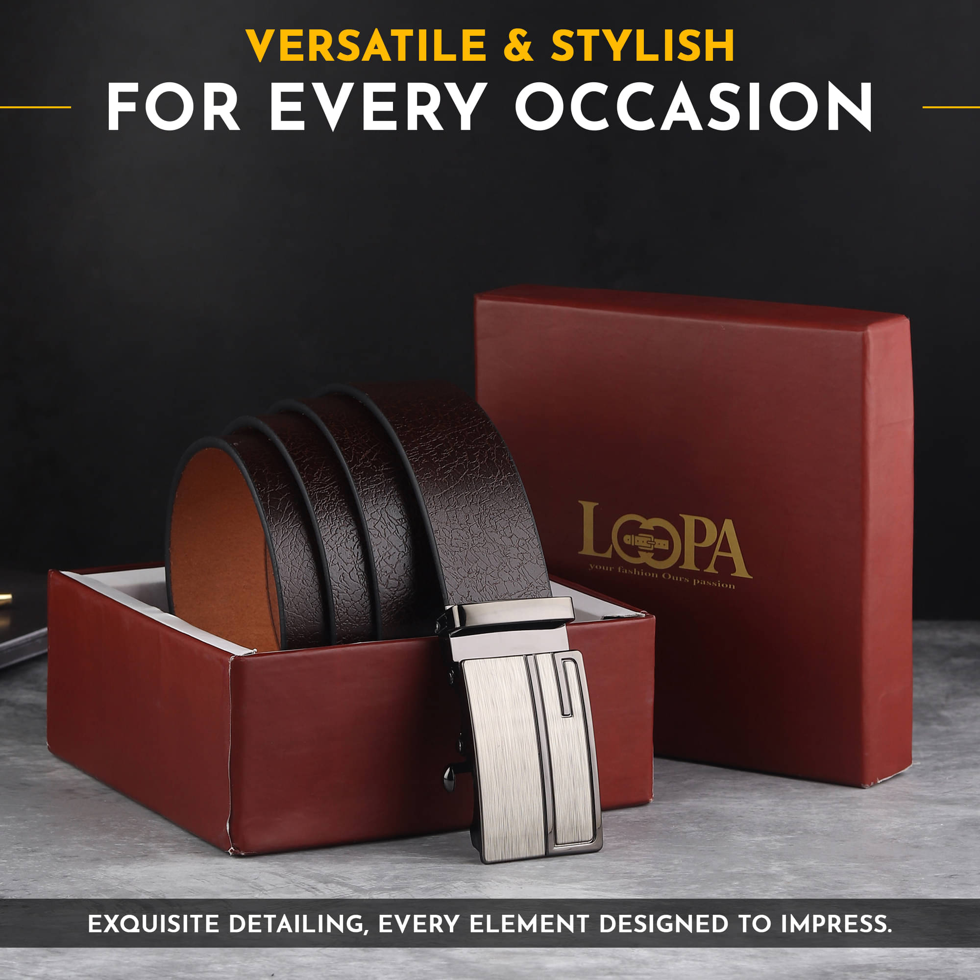     			Loopa - Brown 100% Leather Men's Formal Belt ( Pack of 1 )