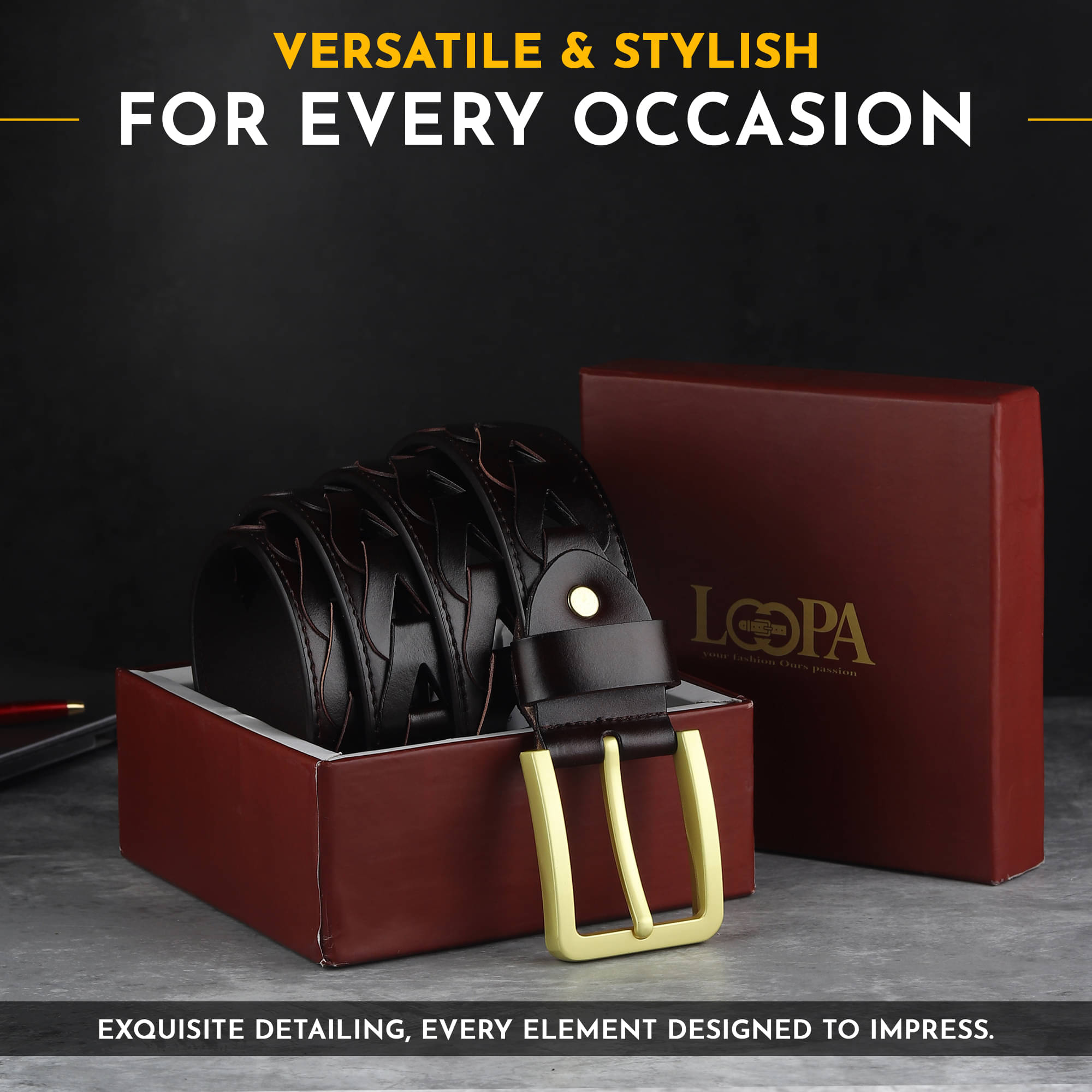     			Loopa - Brown 100% Leather Men's Formal Belt ( Pack of 1 )