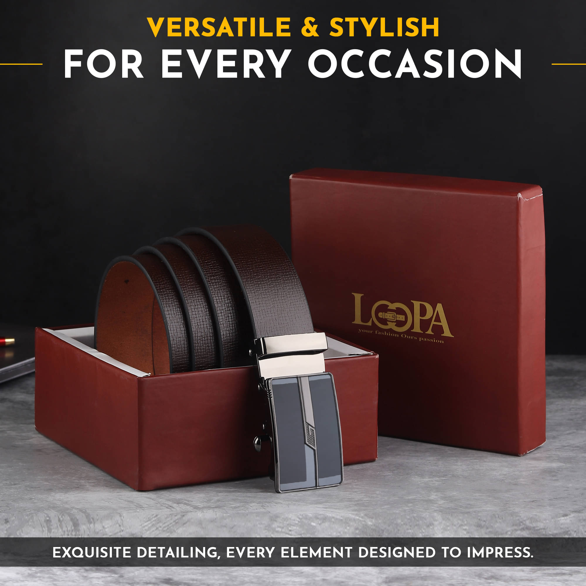     			Loopa - Brown 100% Leather Men's Formal Belt ( Pack of 1 )