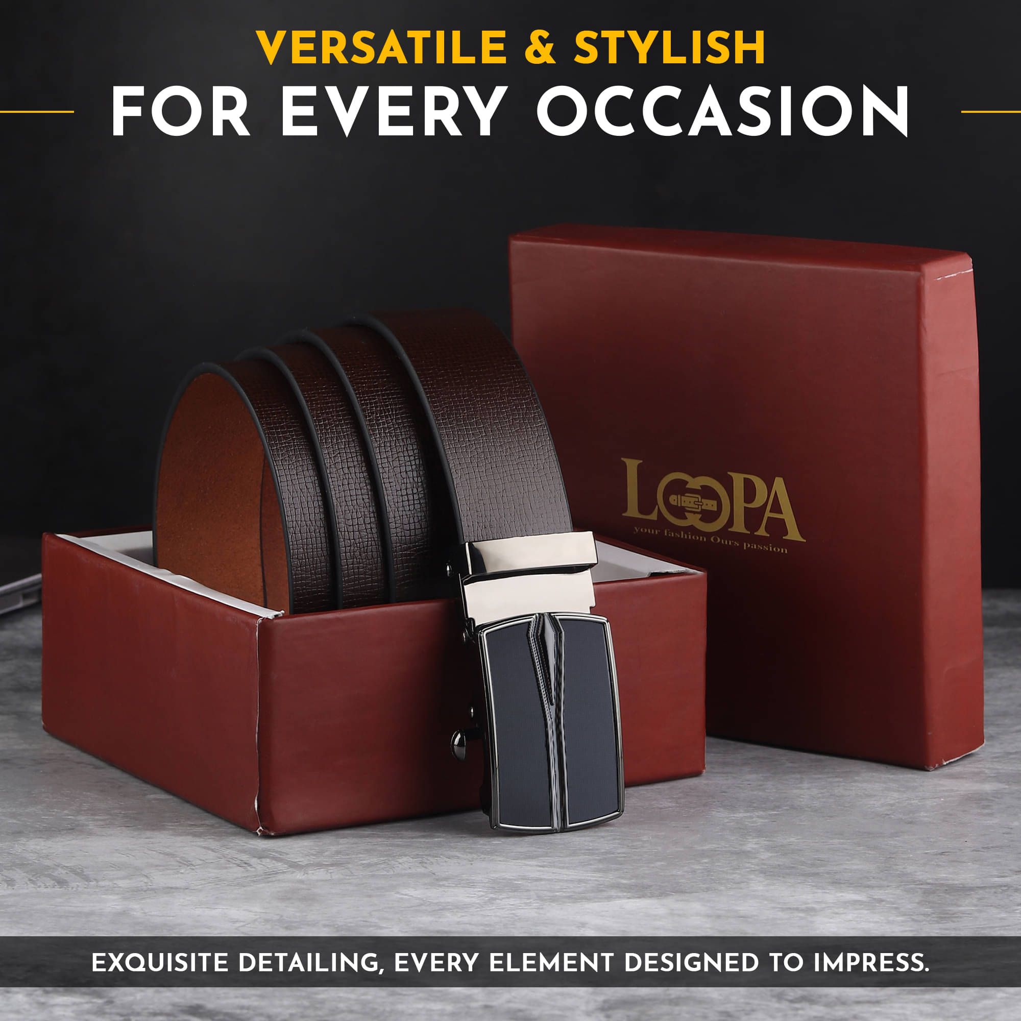     			Loopa - Brown 100% Leather Men's Formal Belt ( Pack of 1 )